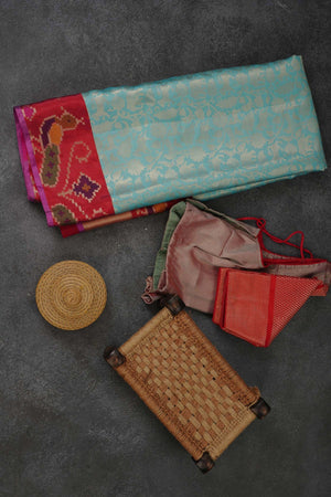Blue Royal Banarasi Tissue Saree with Jacquard Blouse
