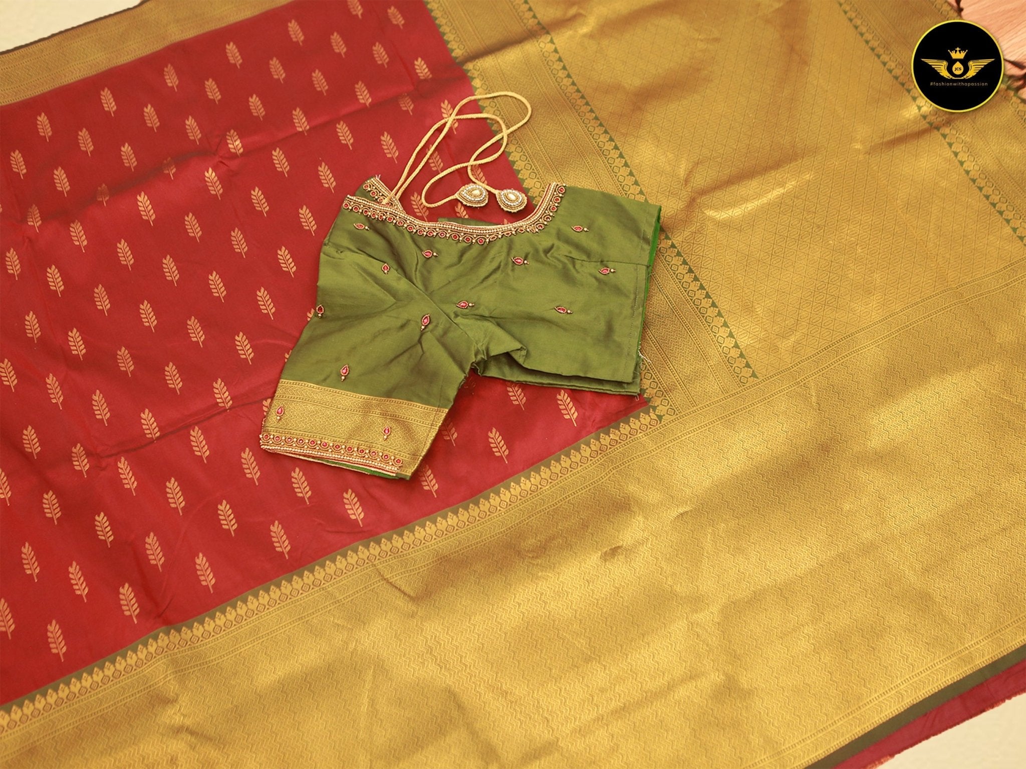 Exquisite Semi Silk Saree with Aari Work Blouse: Elevate Your Style! SAREE JCS Fashions