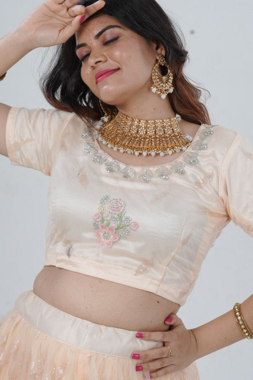 Exquisite Showstopper Lehenga with Lavish Embellishments in Pastel Peach LEHENGA JCS Fashions
