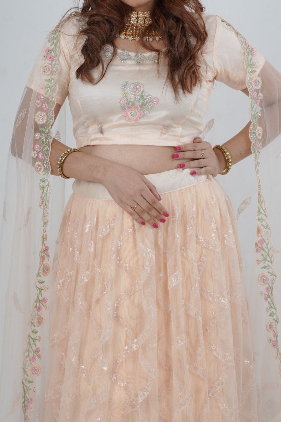 Exquisite Showstopper Lehenga with Lavish Embellishments in Pastel Peach LEHENGA JCS Fashions