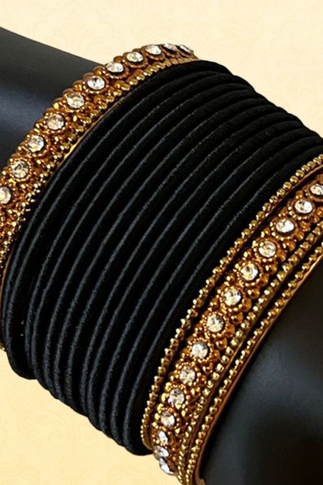 Exquisite Silk thread and Stone Wedding Bangles in Black - JCSFashions Jewelry JCS Fashions