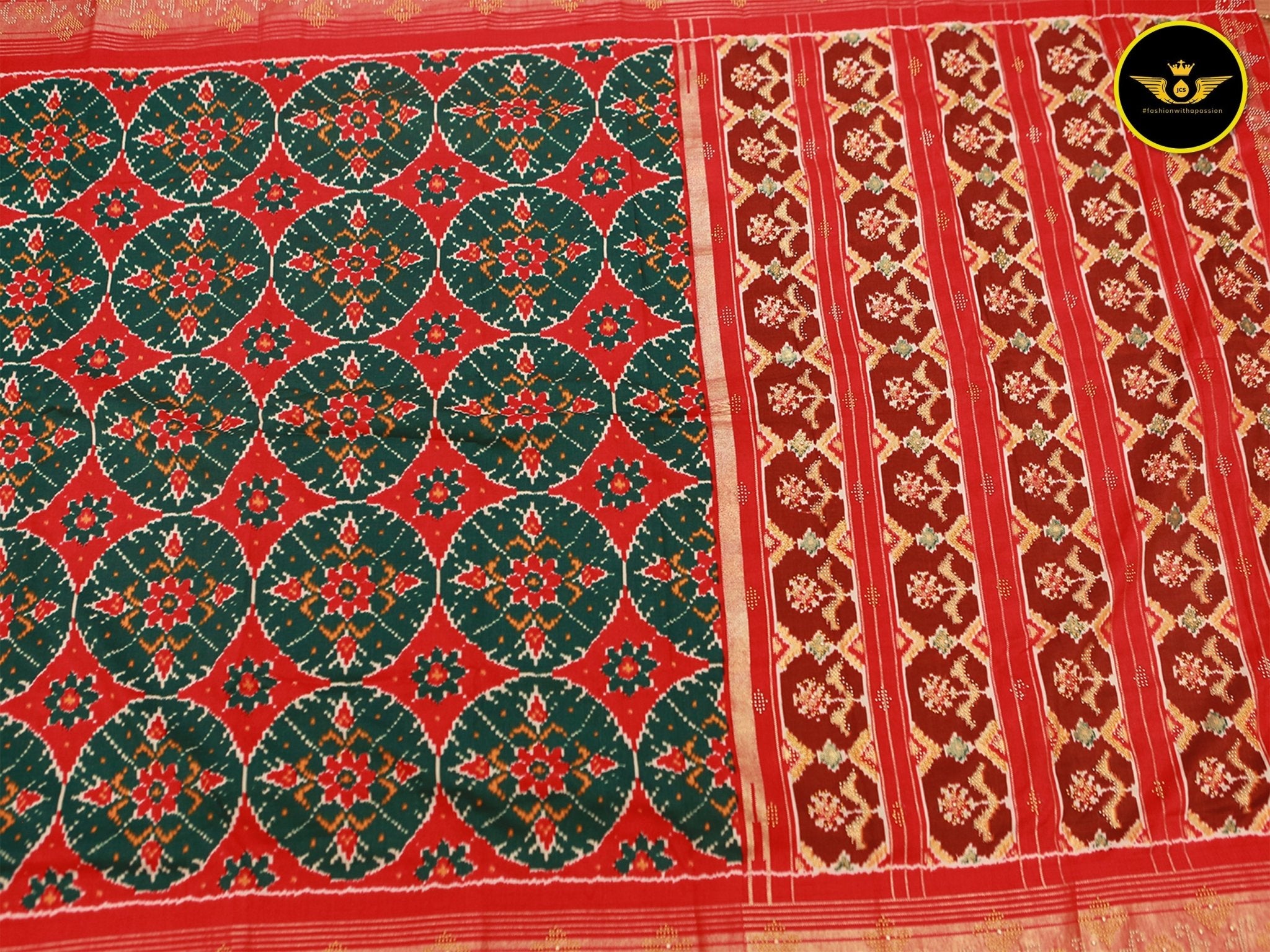 Exquisite Twill Ikkat Patola Silk Sarees with Contrast Borders Saree JCS Fashions