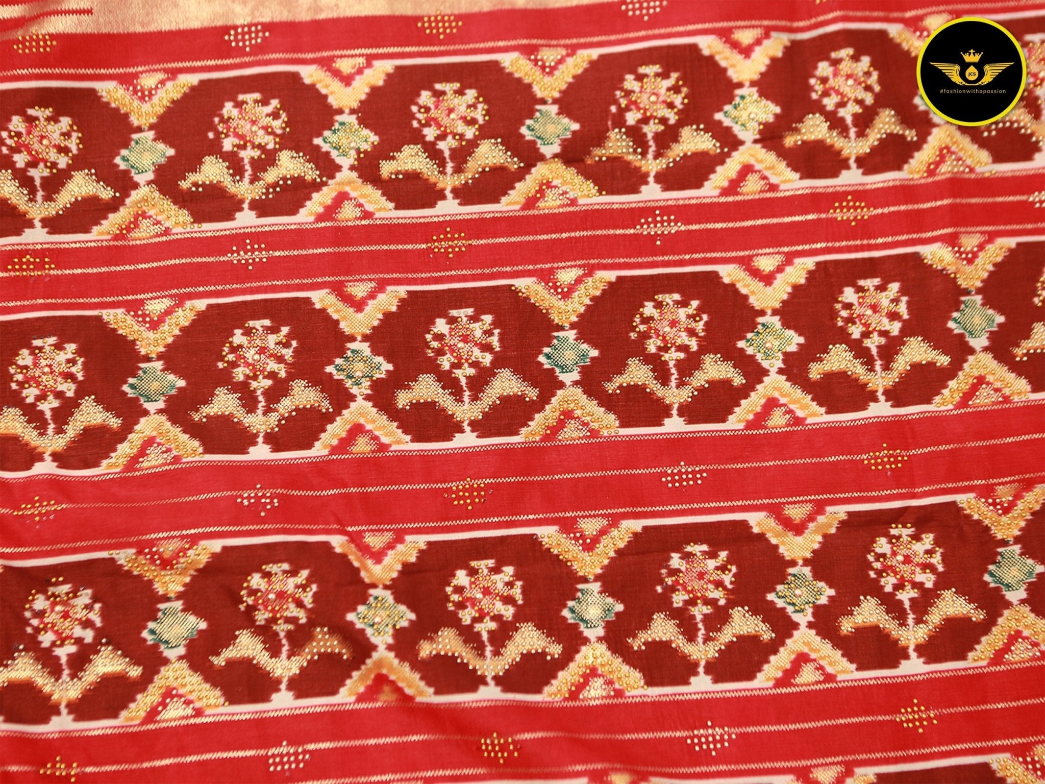 Exquisite Twill Ikkat Patola Silk Sarees with Contrast Borders Saree JCS Fashions