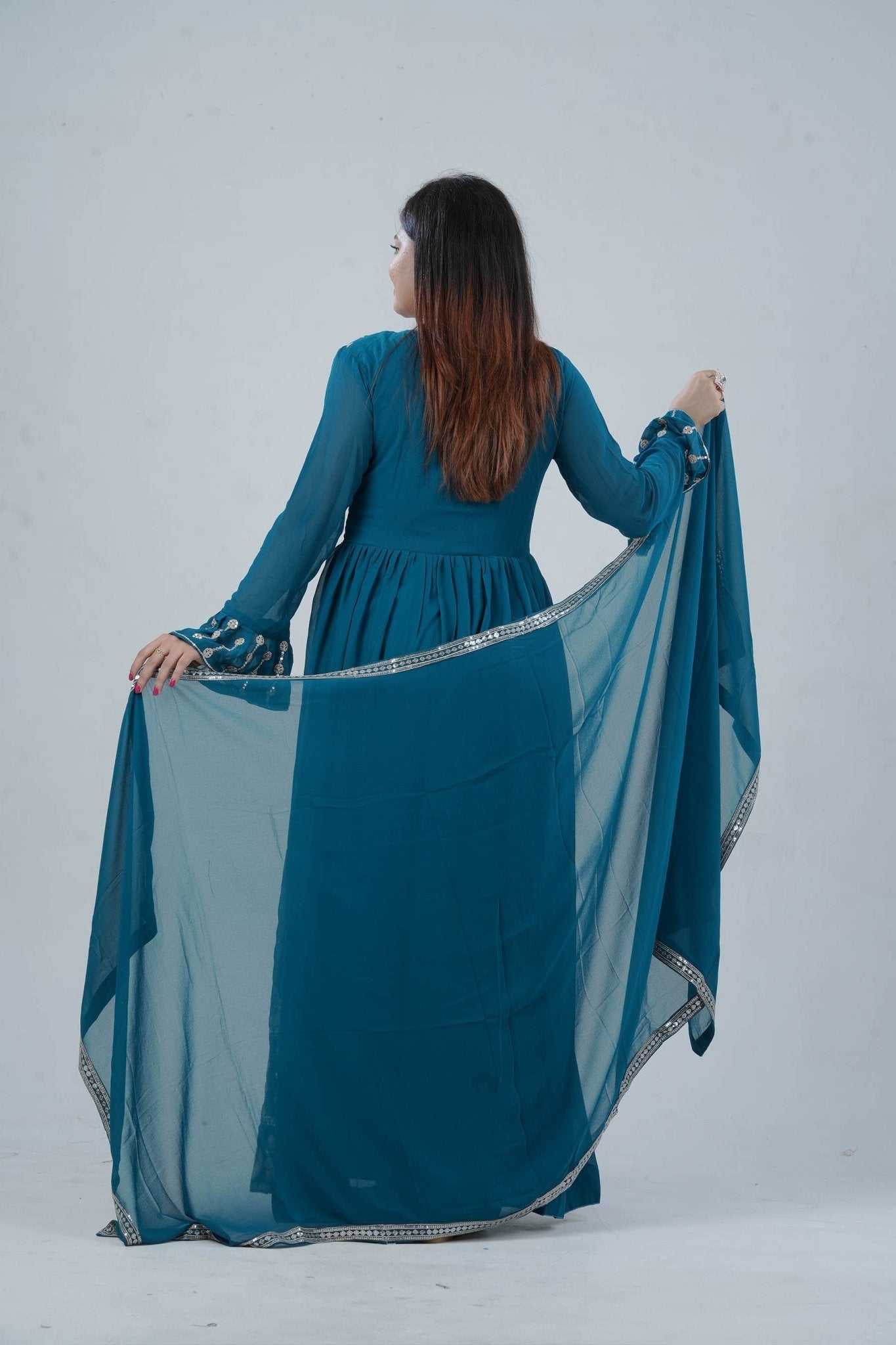 Georgette KURTI Top with Signature Embroidery & Dual Sleeve Design KURTI JCS Fashions