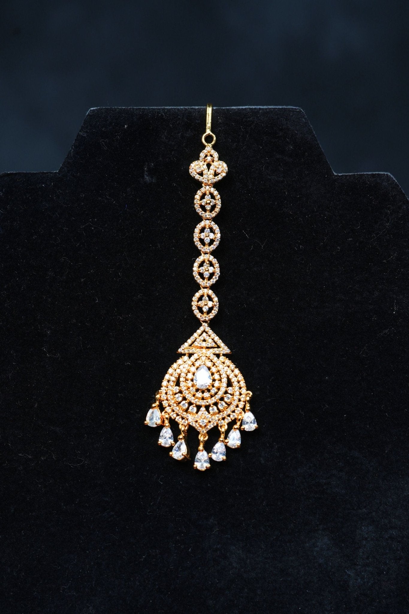 Glamour in Gold: AD Stone Tikka for Divine Elegance at JCSFashions Jewelry JCS Fashions Gold