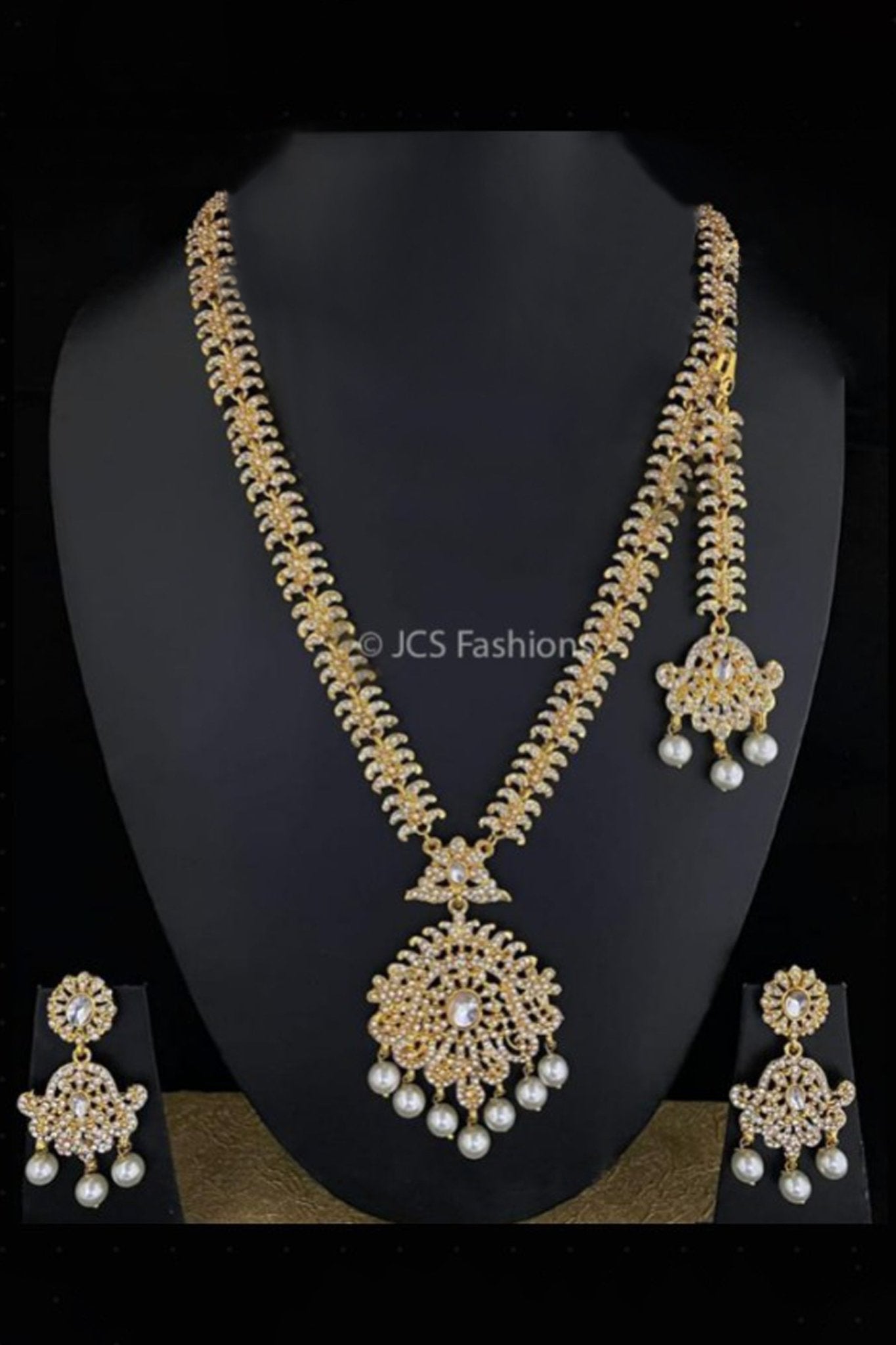 Gold-Plated Stone Neck Set - Elevate Your Style with JCSFashions Jewelry JCS Fashions White