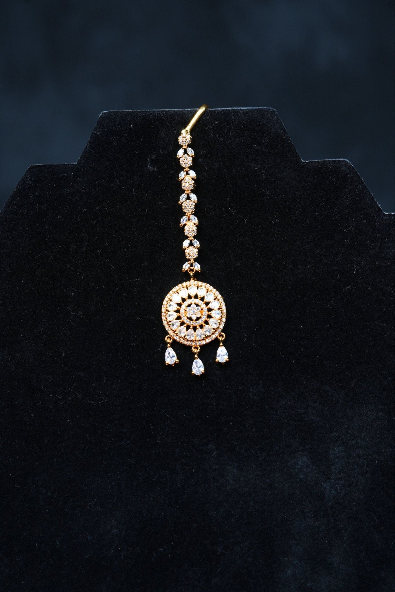 Golden Elegance: AD Stone Tikka for Timeless Glam at JCSFashions Jewelry JCS Fashions Gold