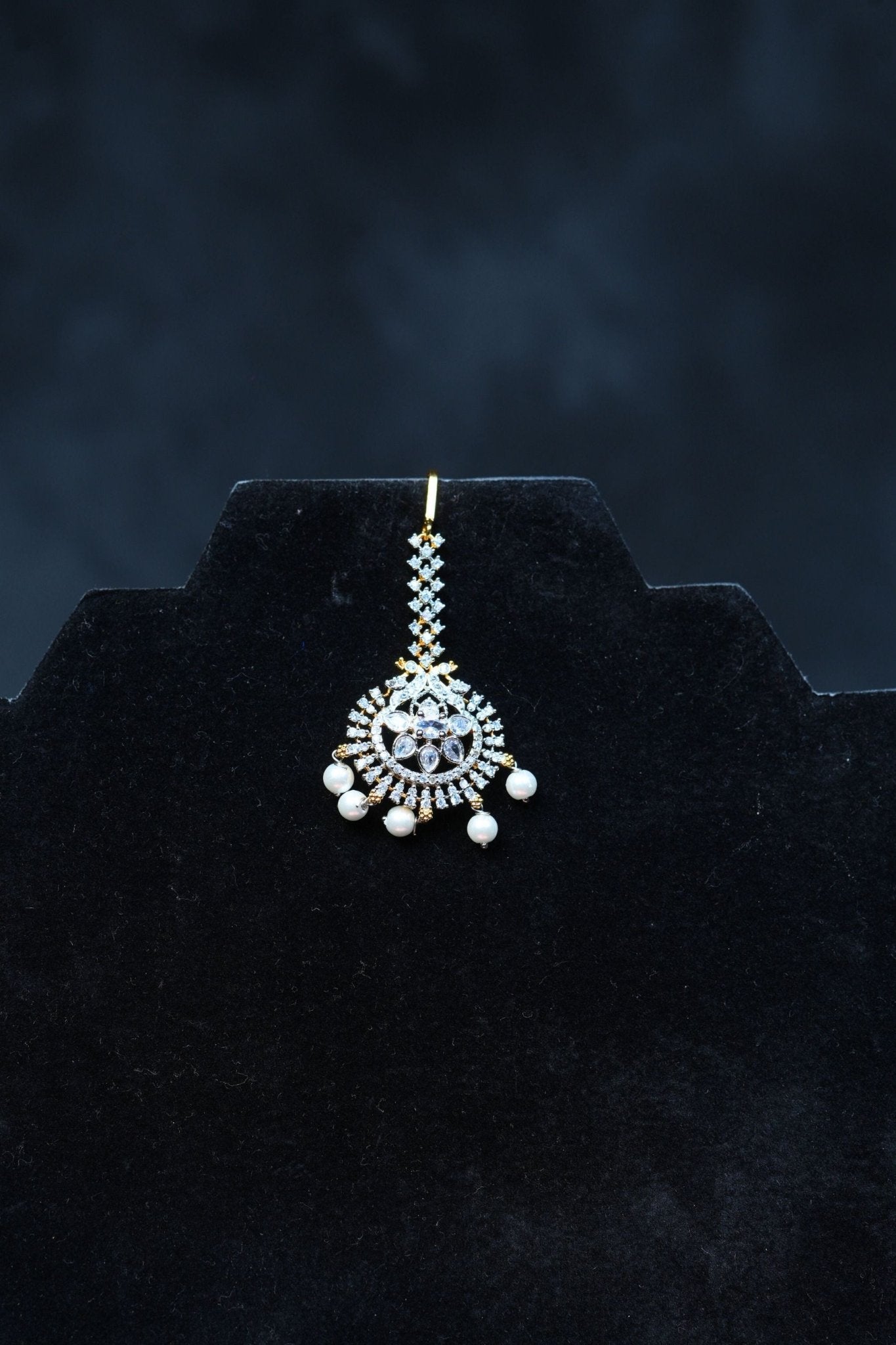 Golden Elegance: AD Stone Tikka for Timeless Glam by JCSFashions Jewelry JCS Fashions