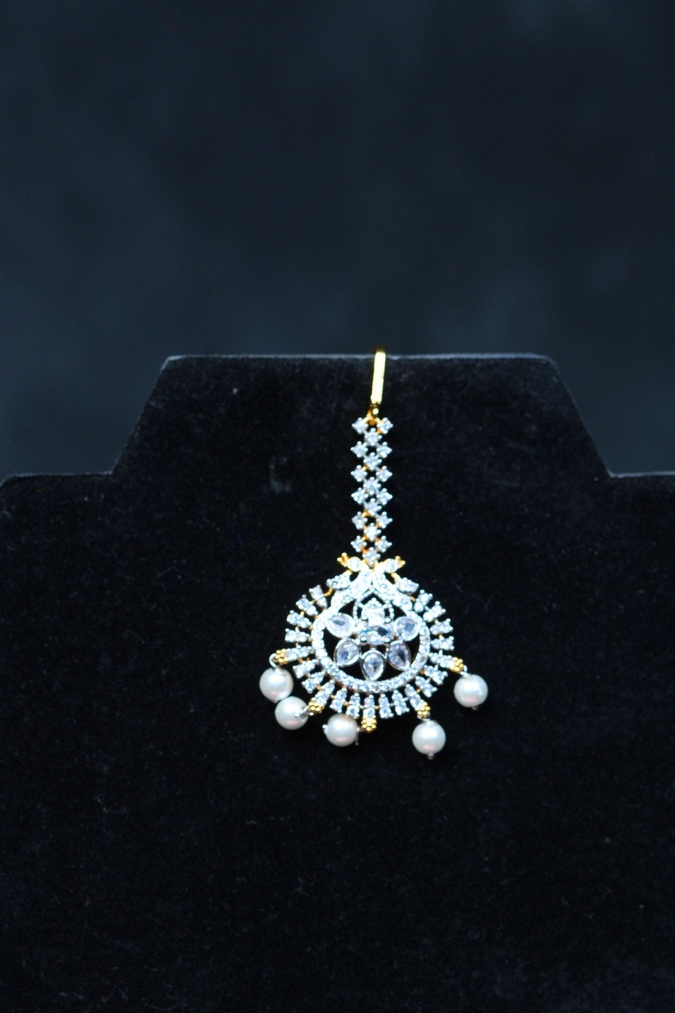 Golden Elegance: AD Stone Tikka for Timeless Glam by JCSFashions Jewelry JCS Fashions White