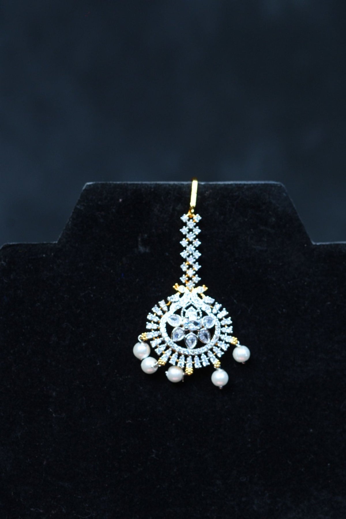 Golden Elegance: AD Stone Tikka for Timeless Glam by JCSFashions Jewelry JCS Fashions White