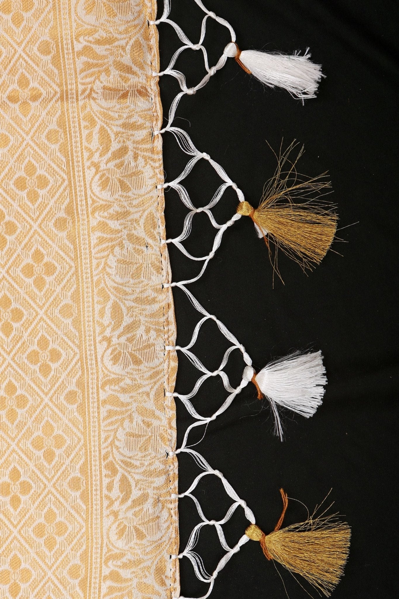 Golden Zari And Pochampally Ikkat Border Semi Silk Saree With Blouse SAREE JCS Fashions