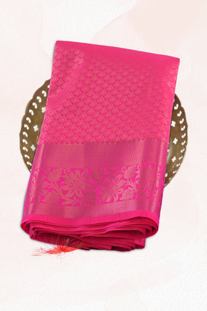 Pink Golden Zari Kanchipuram Silk Saree - Traditional