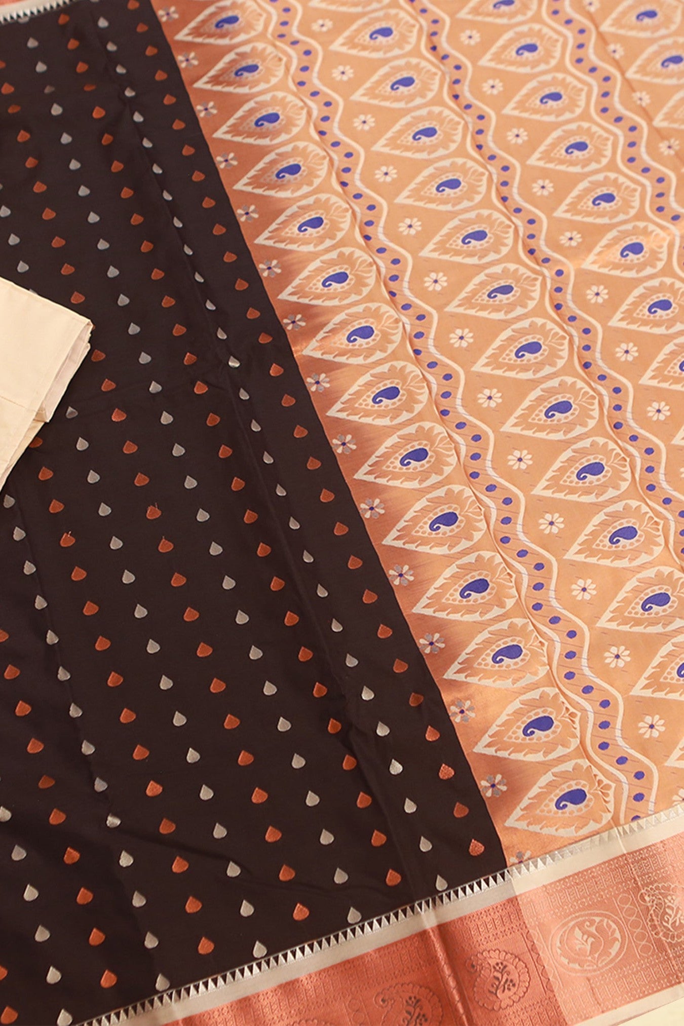 Golden Zari Soft Silk Saree with Rich Pallu | Handloom Design Saree JCS Fashions Black 5.5 meters