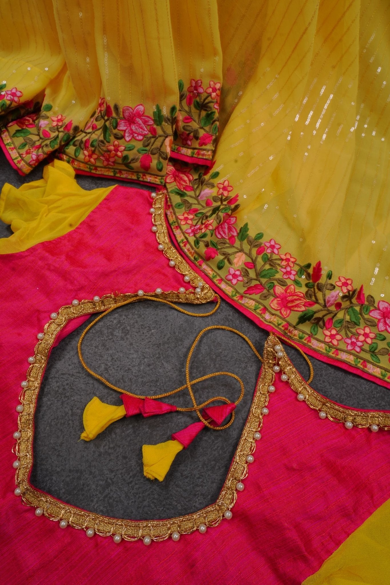 Gorgeous Georgette Sequins Saree in Stunning Yellow SAREE JCS Fashions