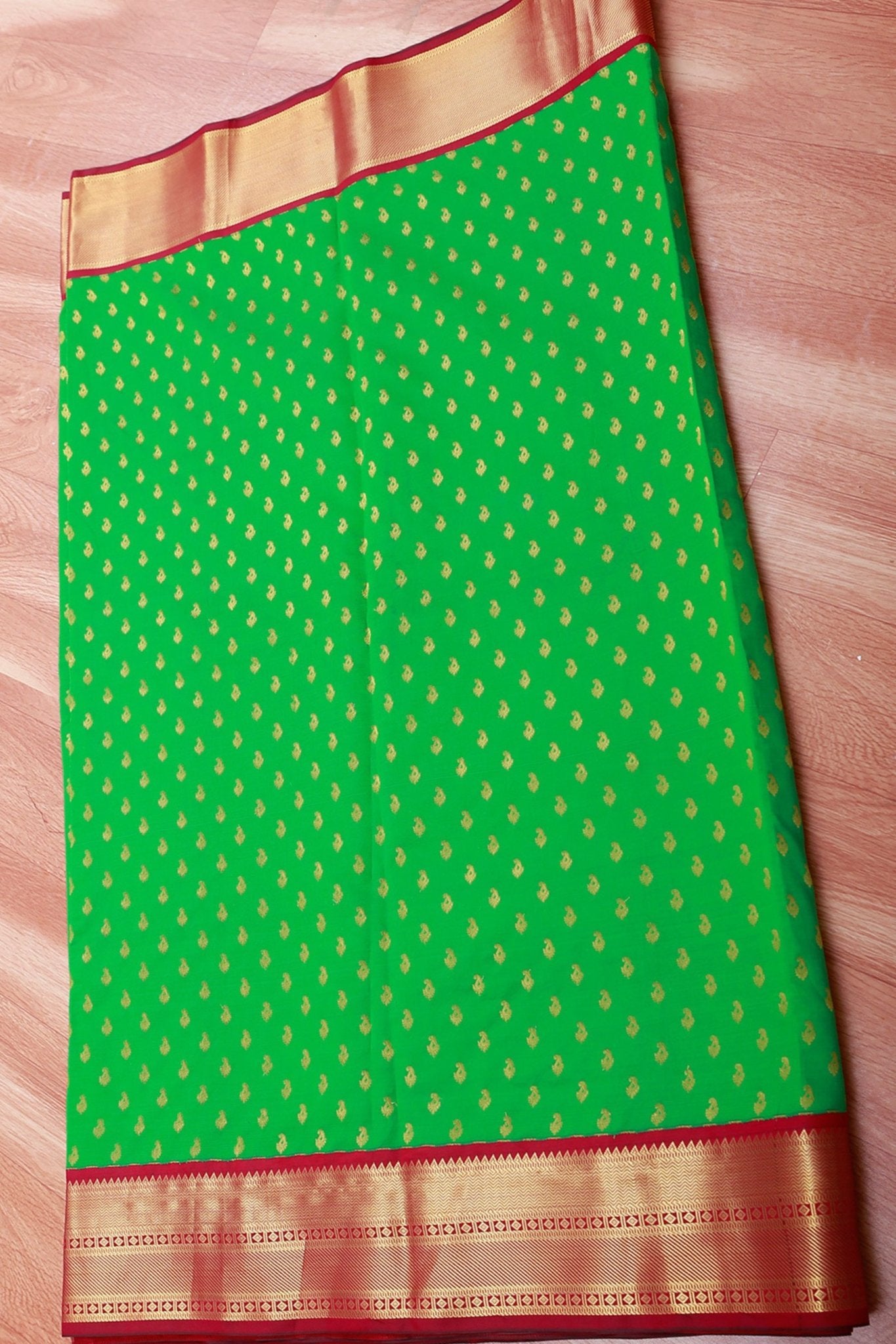 Green Korvai Buttis Semi Silk Saree: Designer Tassels, Maggam Work Blouse SAREE JCS Fashions