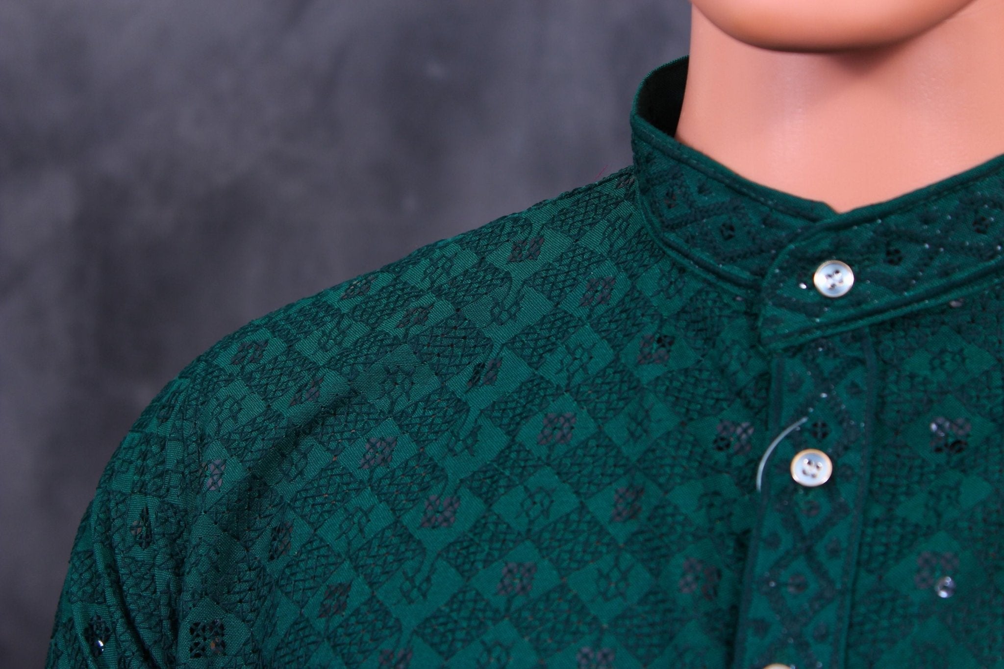 Hand-Embroidered Men's Lakhnavi Kurta with Sequin Details Men JCS Fashions