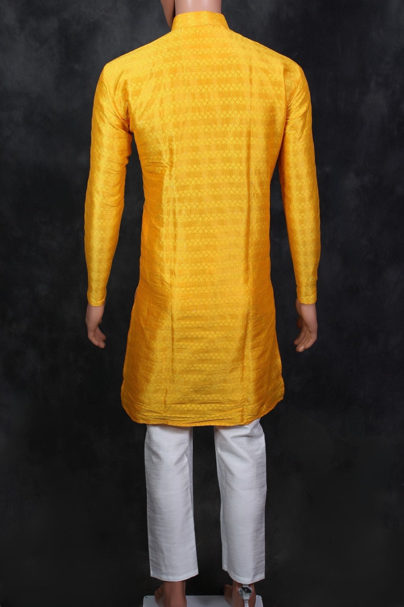 Hand-Sewn Sequin Men's Kurta Pyjama for Exquisite Haldi Ceremonies Men JCS Fashions