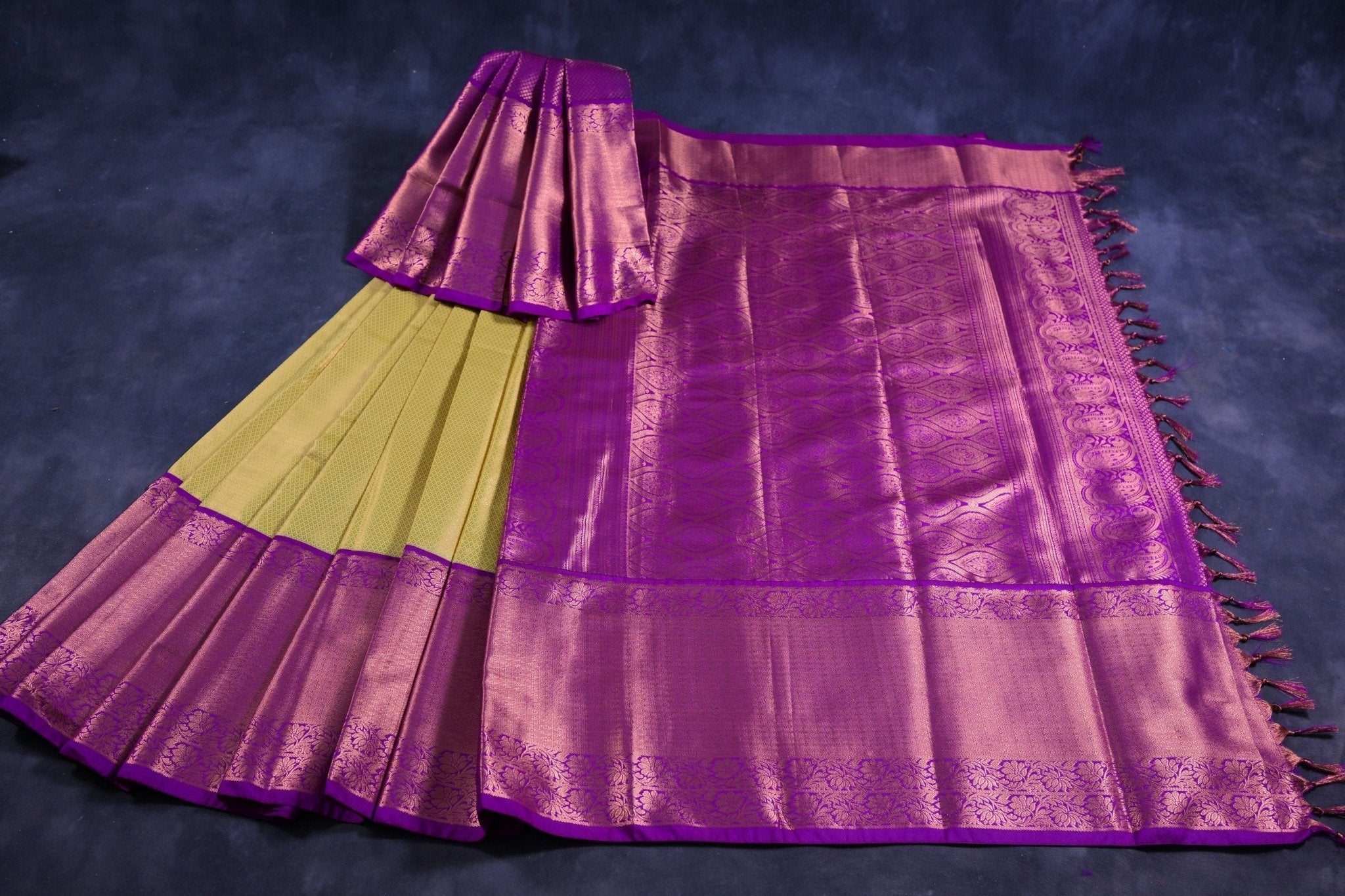 Handcrafted Pure Kanchipuram Silk Saree with Golden Butties Saree JCS Fashions