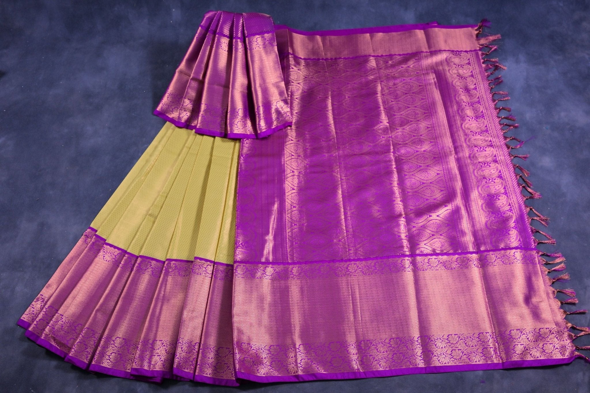 Handcrafted Pure Kanchipuram Silk Saree with Golden Butties Saree JCS Fashions