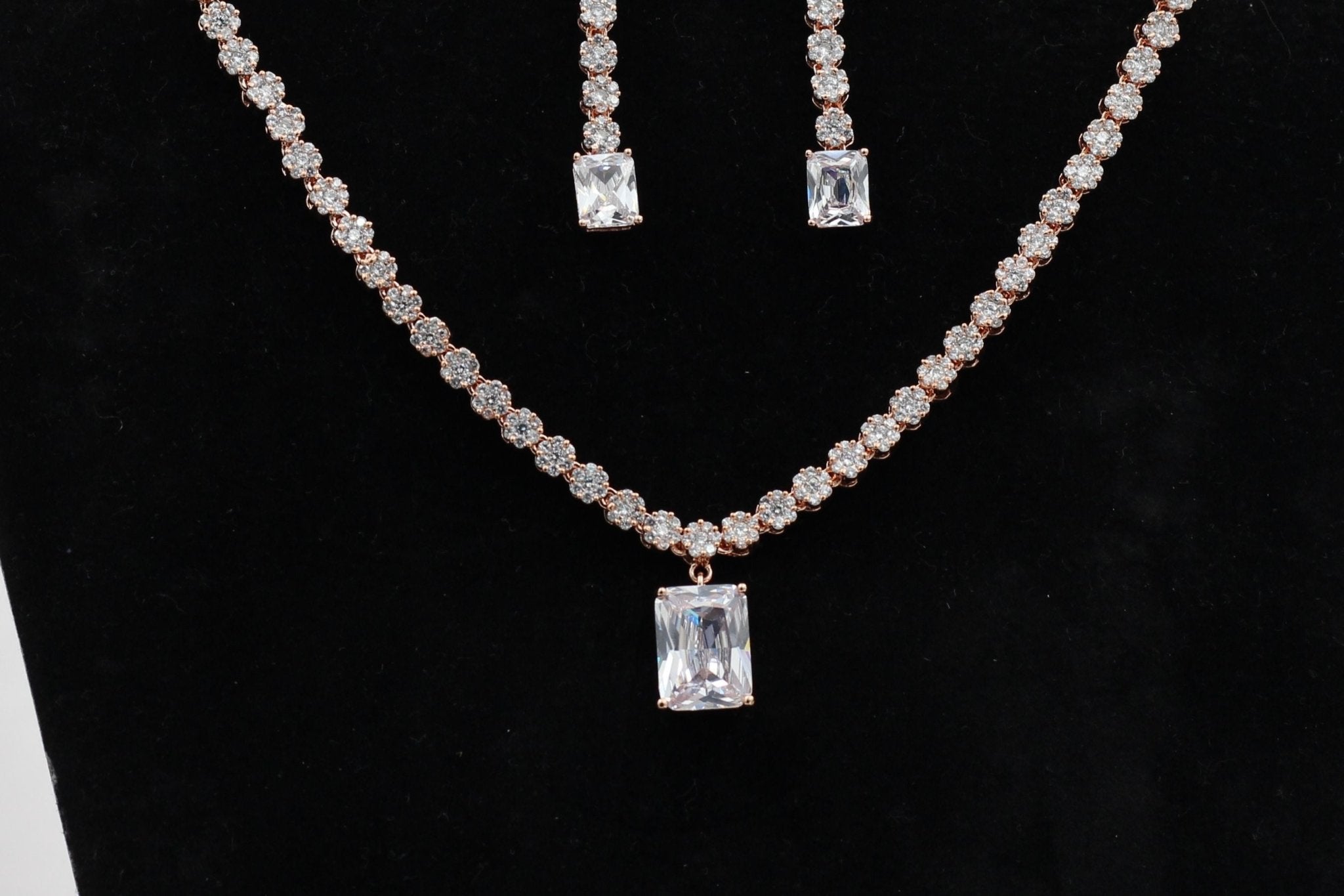 Handcrafted Rose Gold Jewelry Set with Intricate Stone Carvings Jewelry JCS Fashions