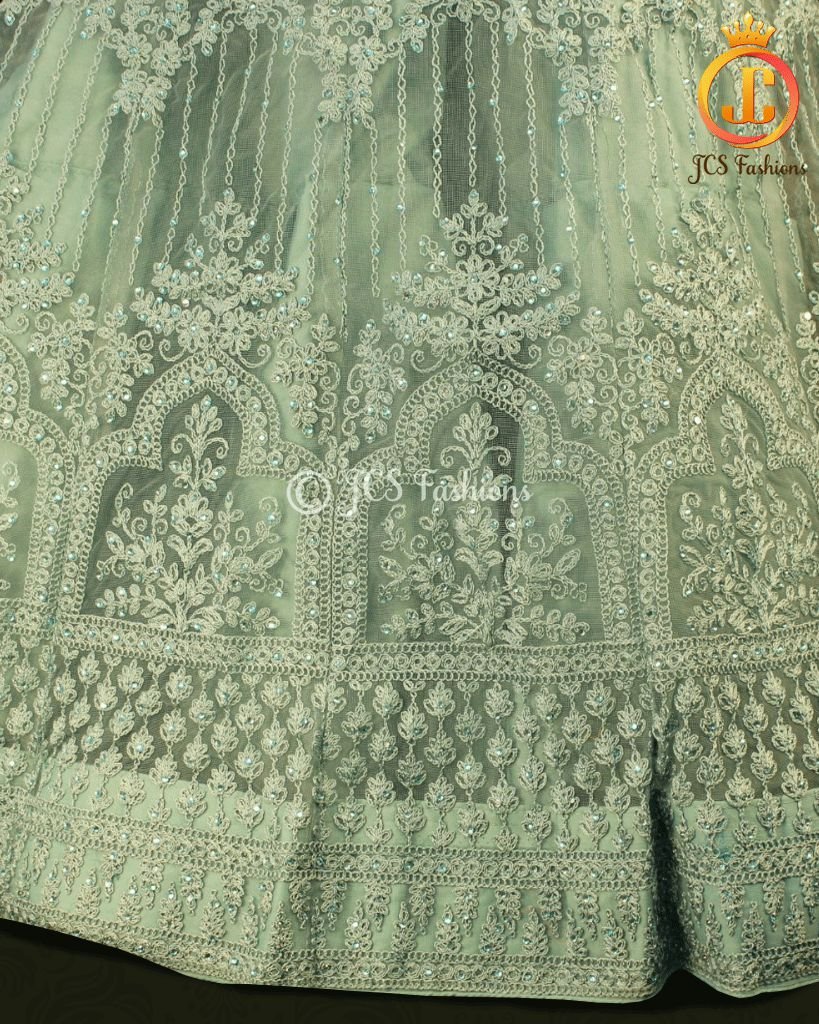 Heavy Designer Lehenga in Blueish Green LEHANGA JCS Fashions