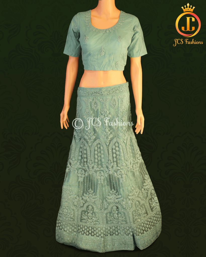 Heavy Designer Lehenga in Blueish Green LEHANGA JCS Fashions