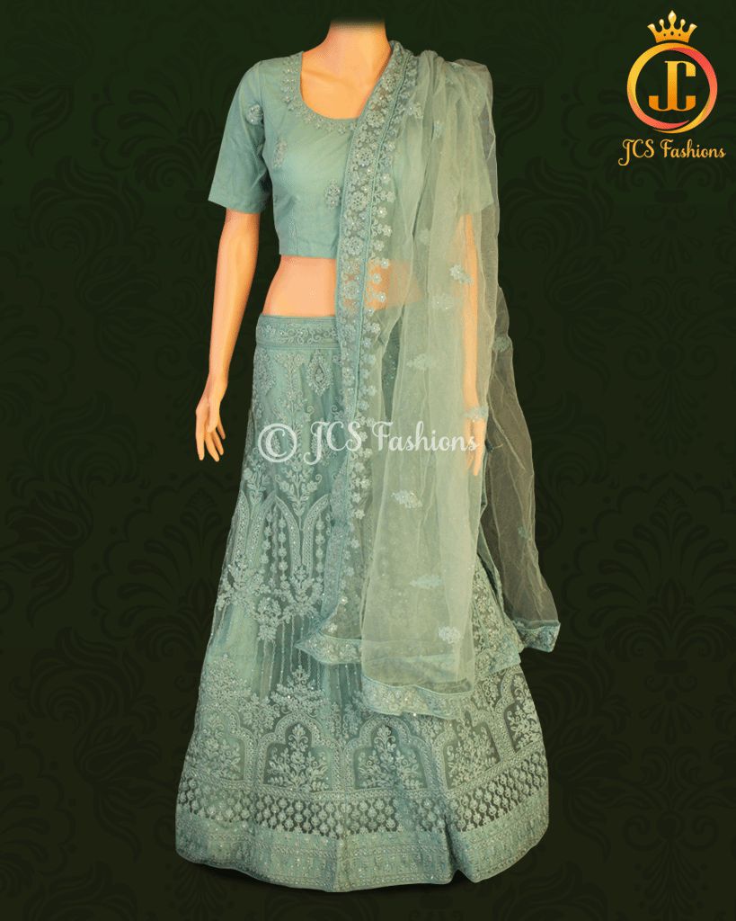 Heavy Designer Lehenga in Blueish Green LEHANGA JCS Fashions