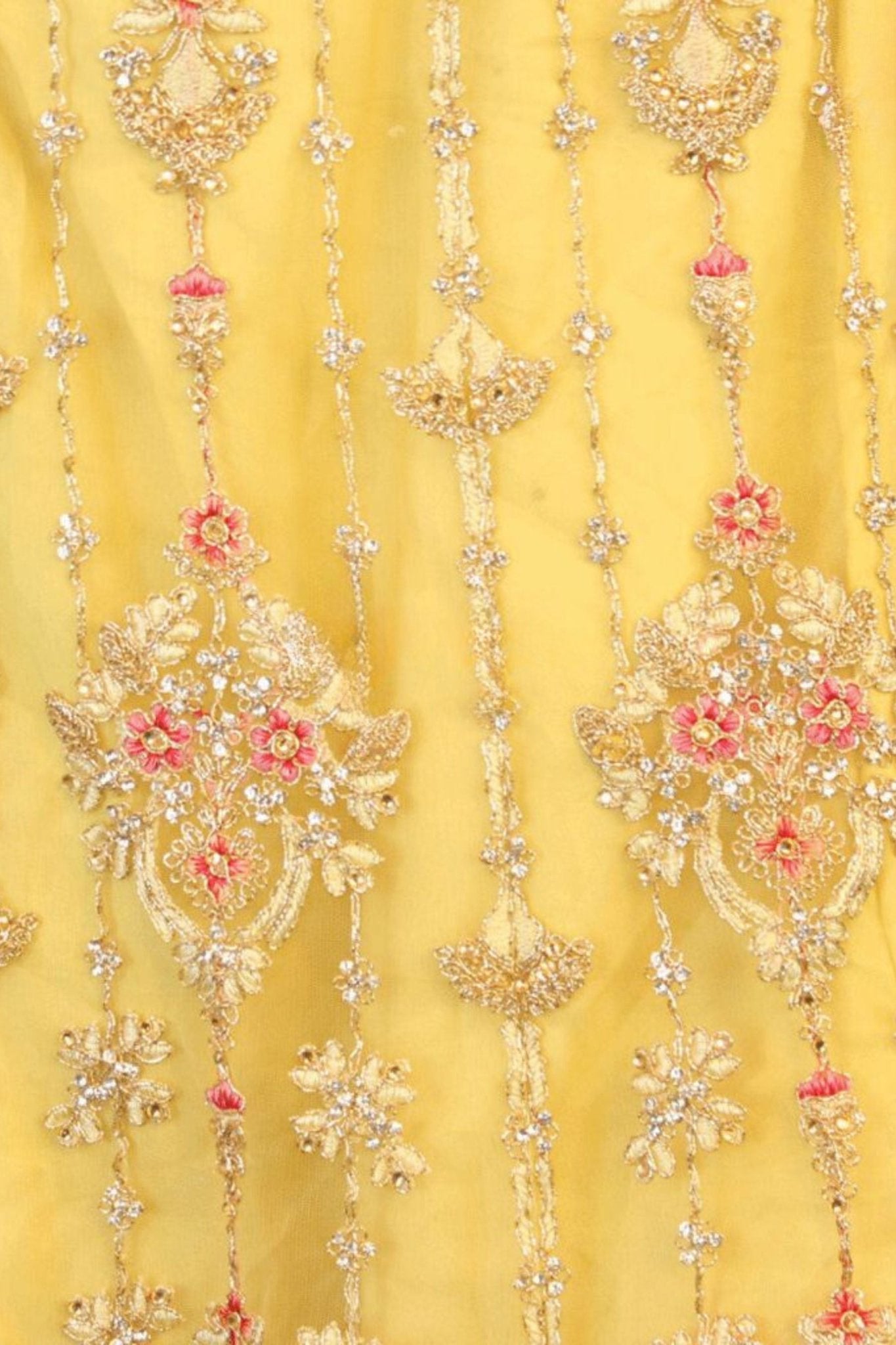 Heavy designer lehenga with embroidery & stone work in a pleasant yellow LEHANGA JCS Fashions