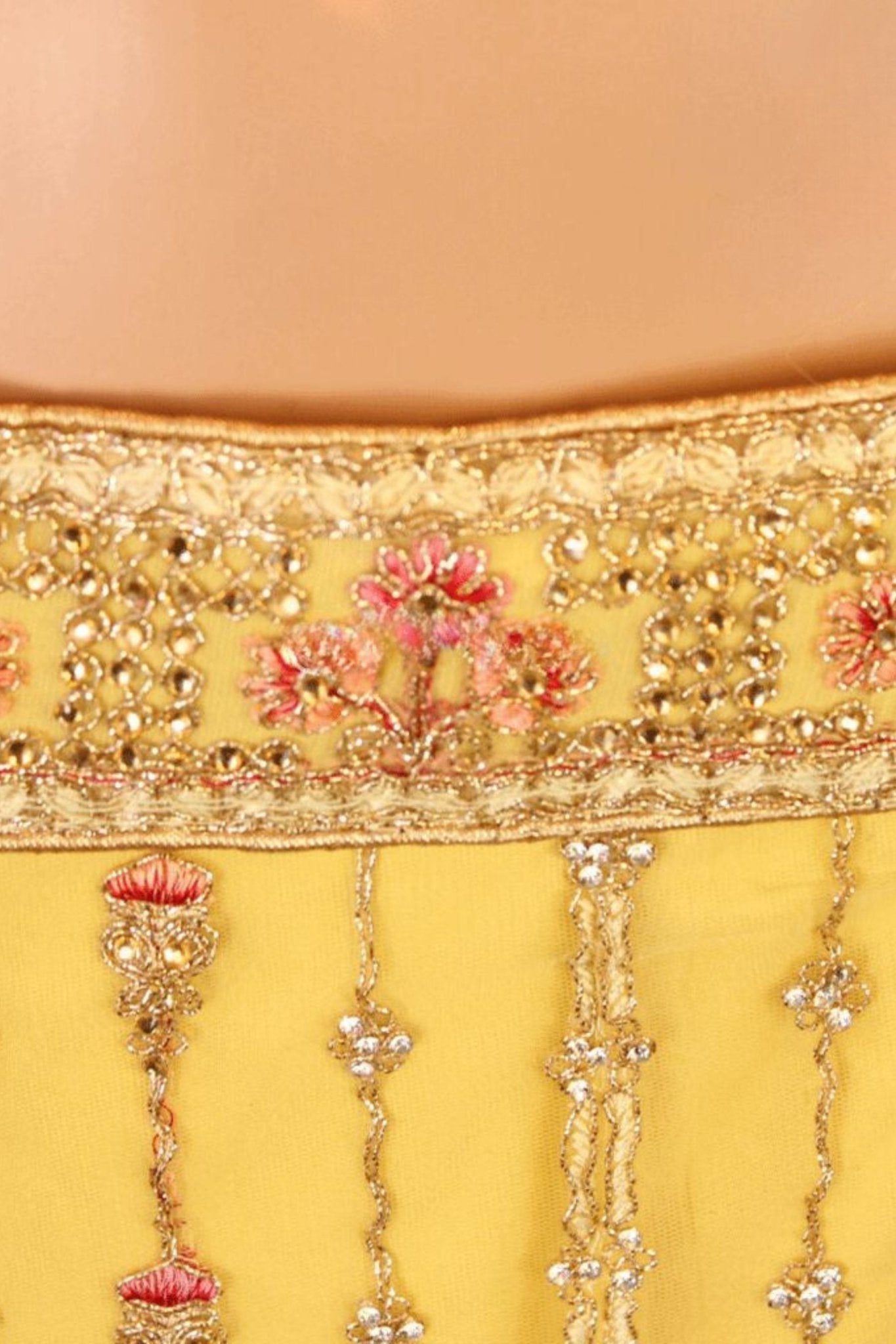 Heavy designer lehenga with embroidery & stone work in a pleasant yellow LEHANGA JCS Fashions