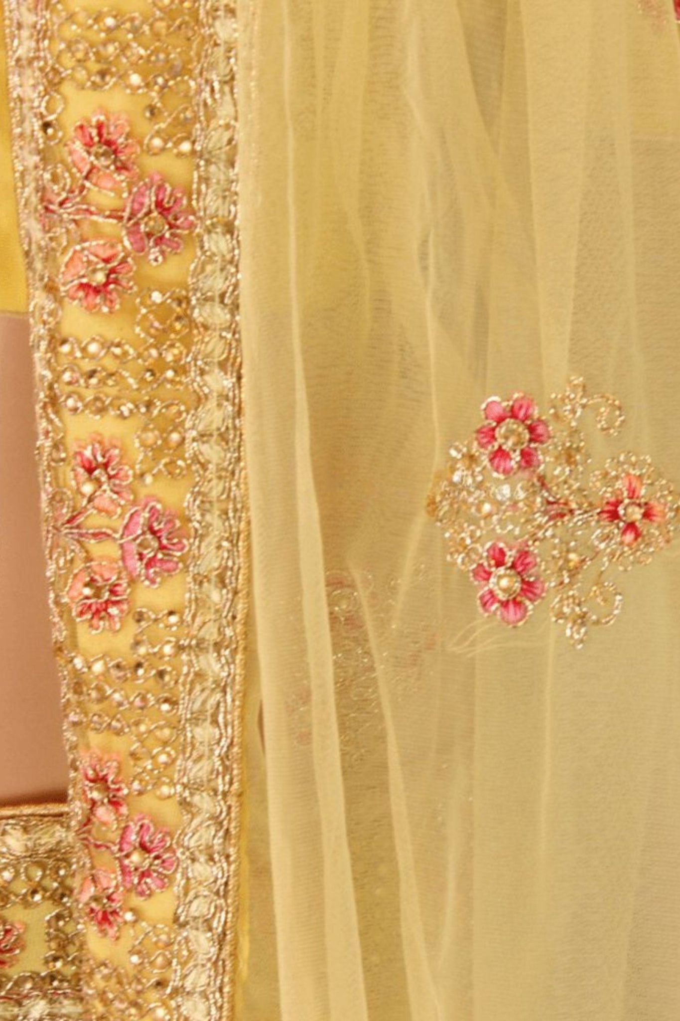 Heavy designer lehenga with embroidery & stone work in a pleasant yellow LEHANGA JCS Fashions