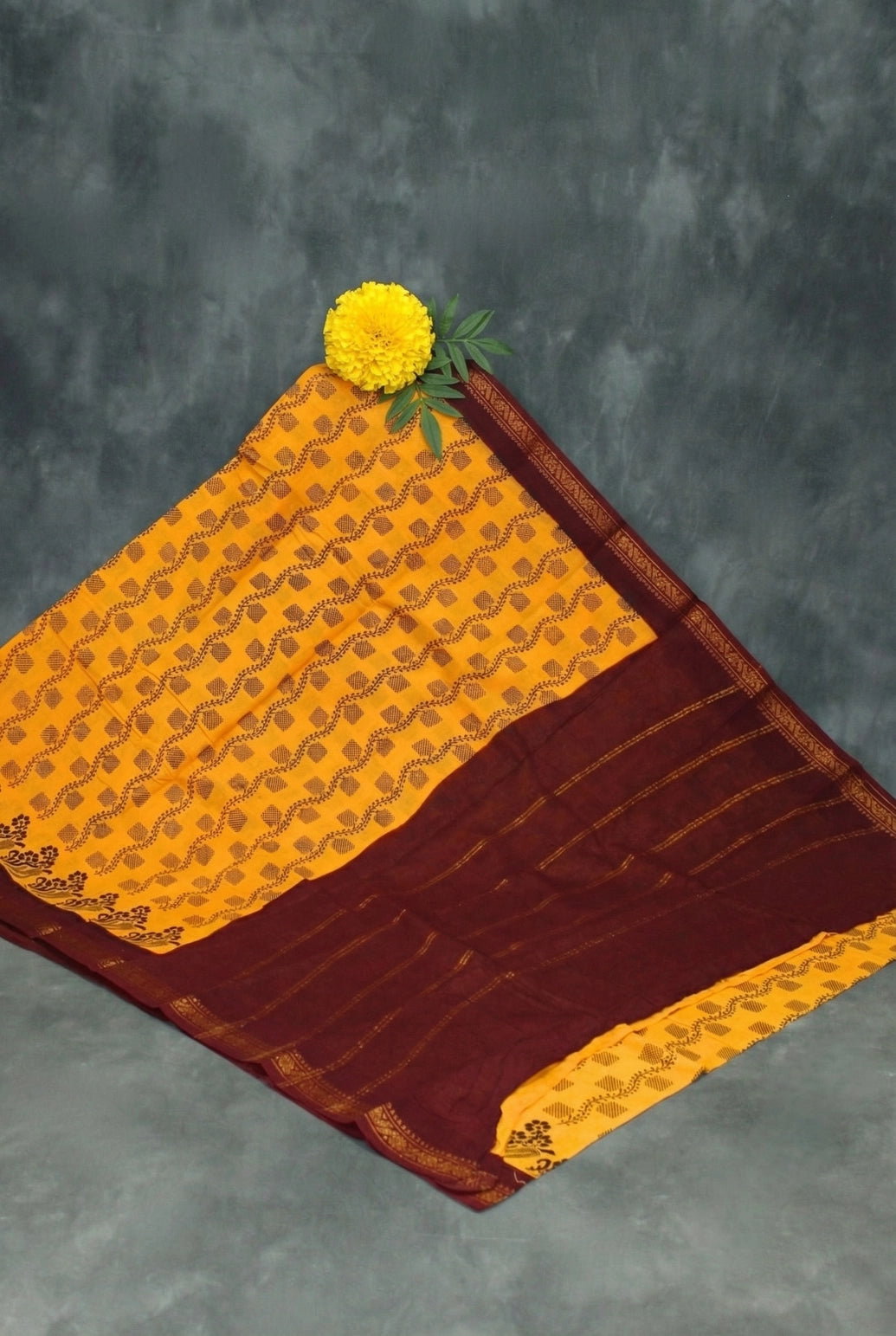 Yellow Floral Print Poly Cotton Saree - Lightweight & Soft for Daily & Festive Wear Saree JCS Fashions