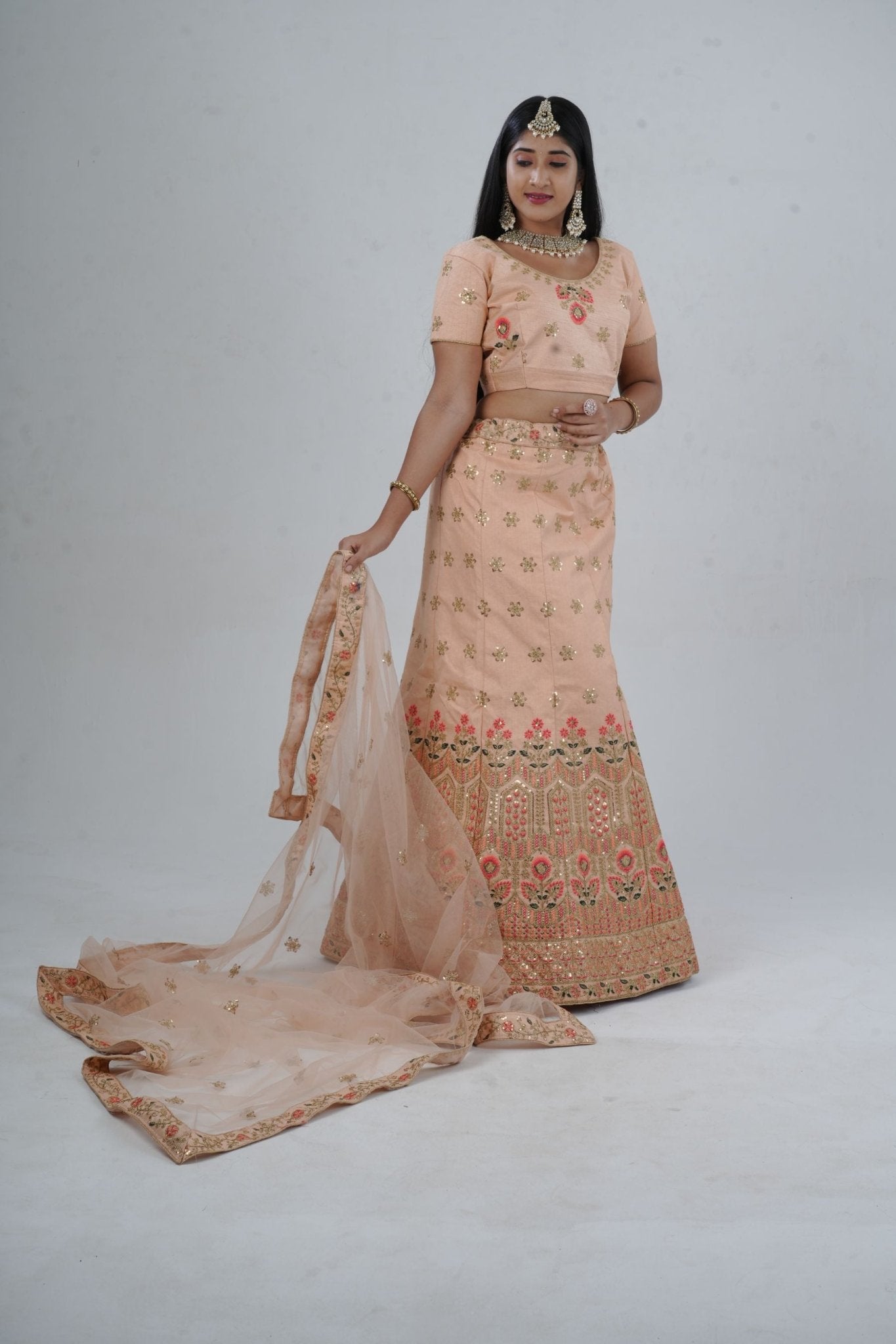 JCS Fashion's A-line Designer Lehenga with Embroidery and sequins LEHENGA JCS Fashions