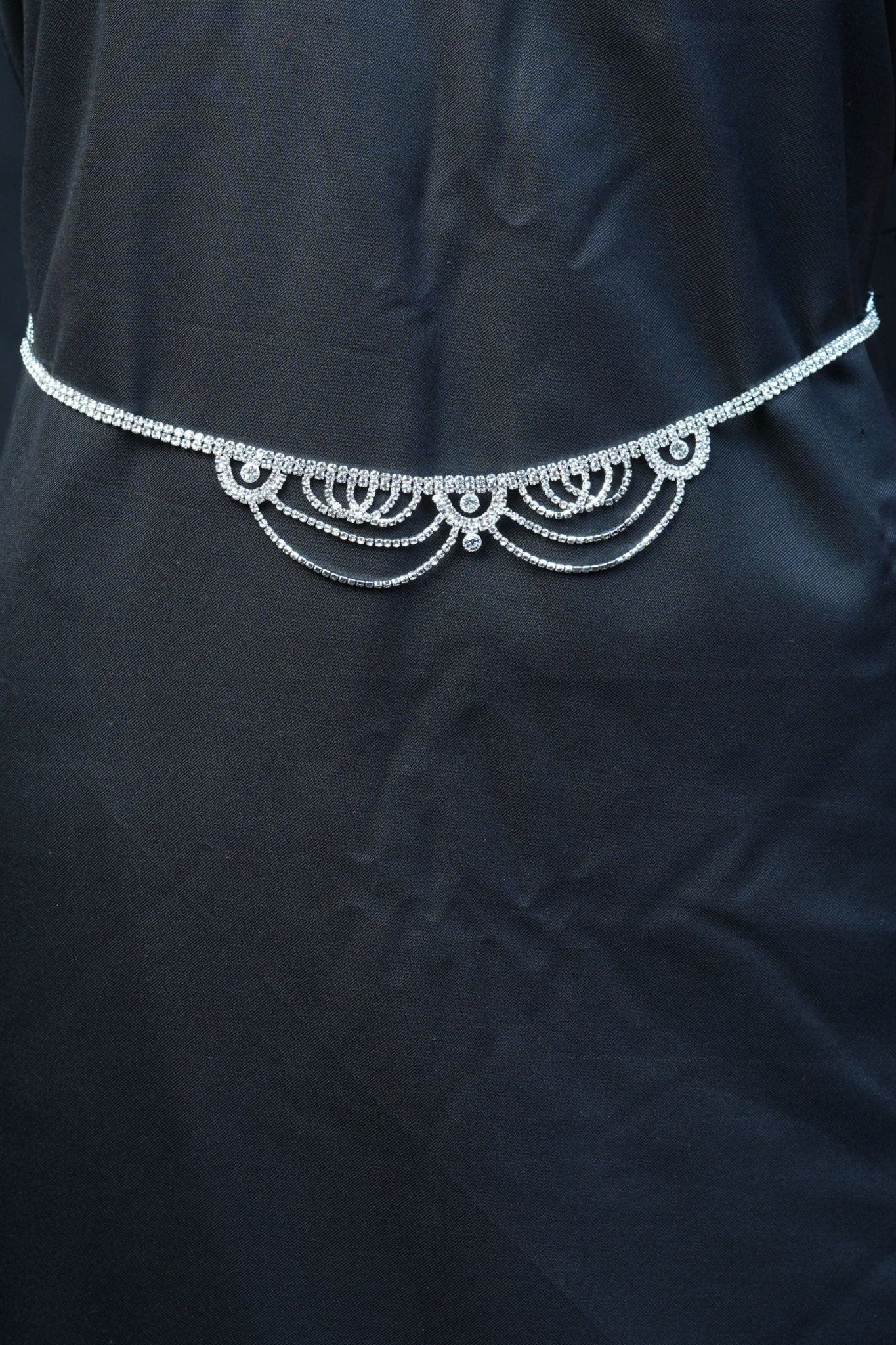 JCS Fashion's Elegant Jewelry Stone Hip Chain with Luminous Dangles Jewelry JCS Fashions White