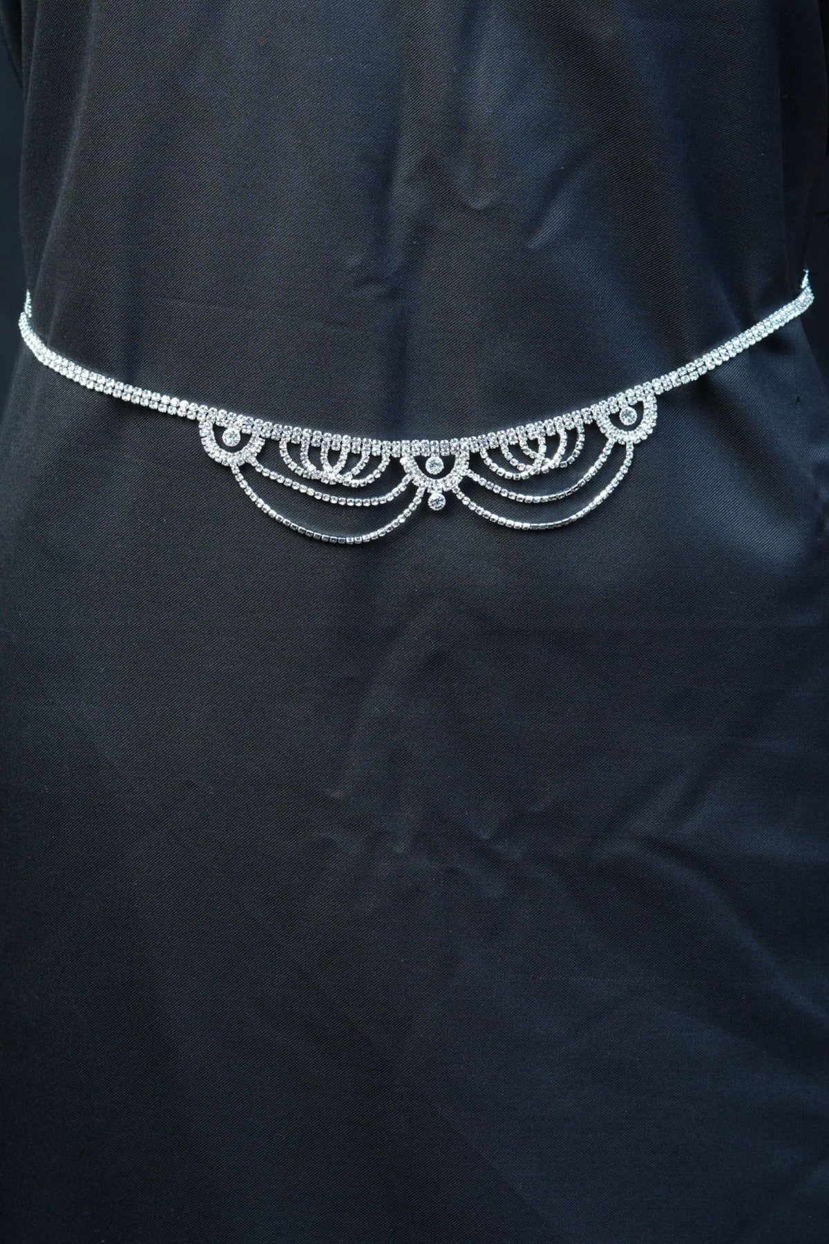 JCS Fashion's Elegant Jewelry Stone Hip Chain with Luminous Dangles Jewelry JCS Fashions White