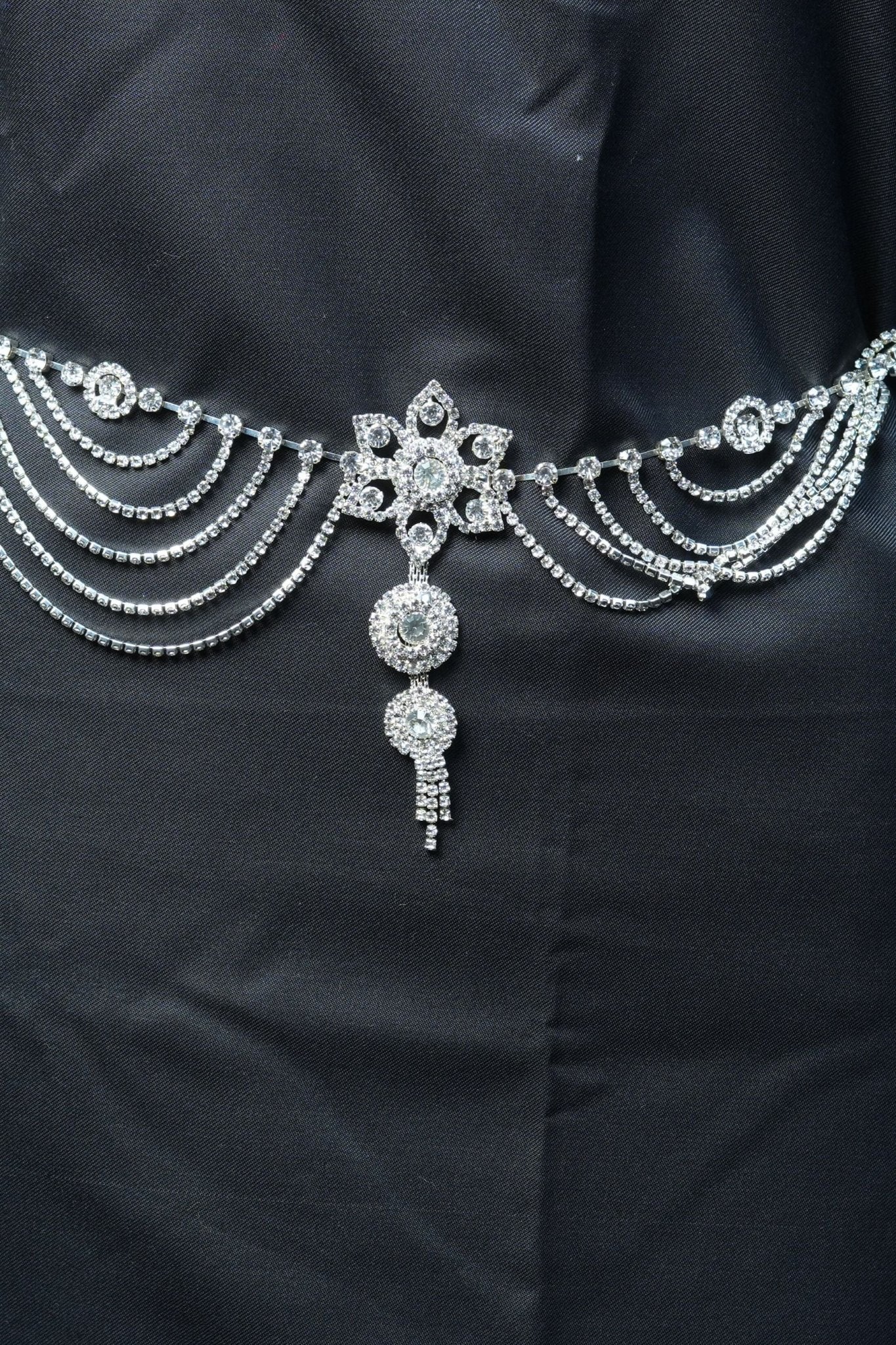 JCS Fashion's Glamorous Multi-Layer White Stone Hip Chain -High-Shine Jewelry JCS Fashions