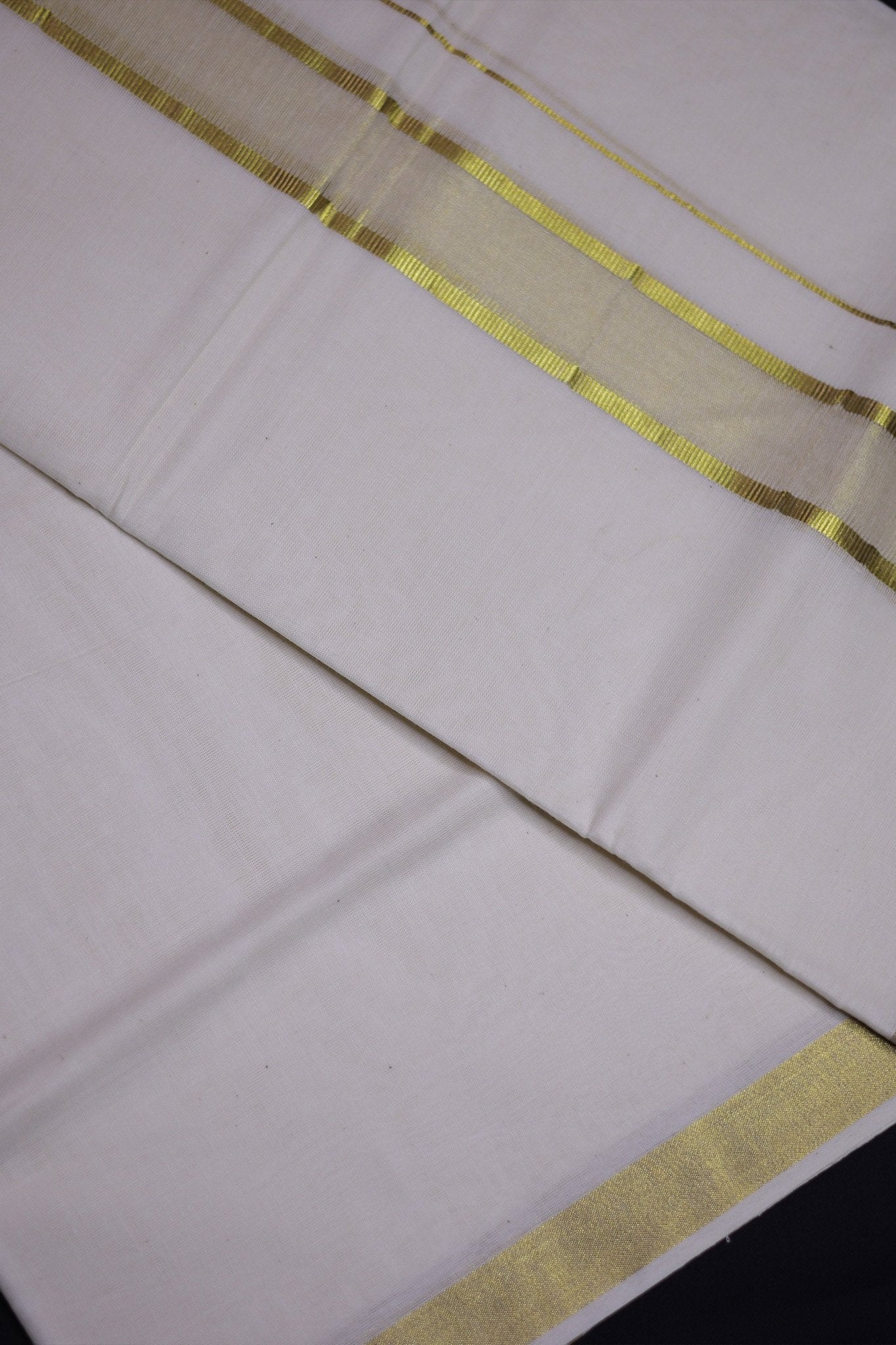 JCS Fashions Men's Kerala Cotton Double Dhoti with Golden Zari Border Men JCS Fashions