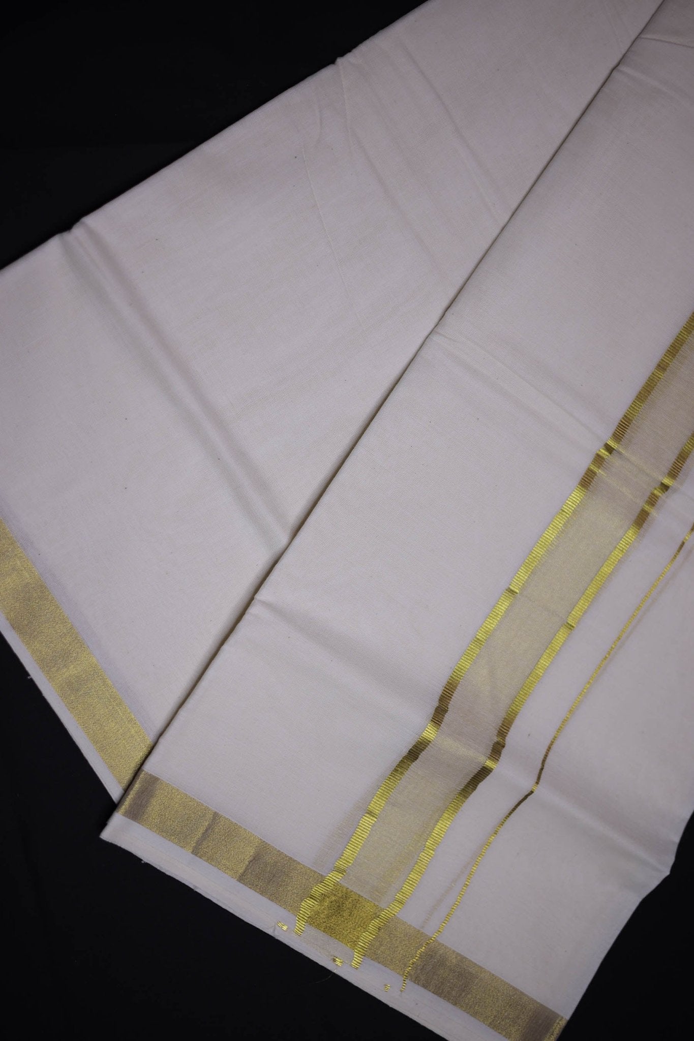 JCS Fashions Men's Kerala Cotton Double Dhoti with Golden Zari Border Men JCS Fashions