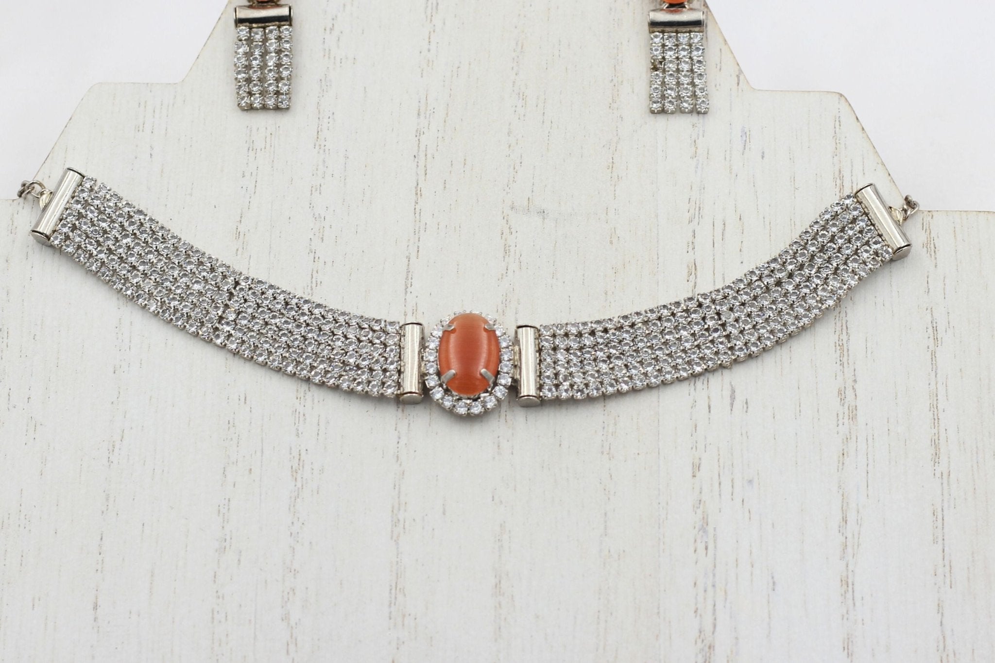 JCSFashions Elegant Jewelry Stone Choker Set with Complementary Earrings Jewelry JCS Fashions