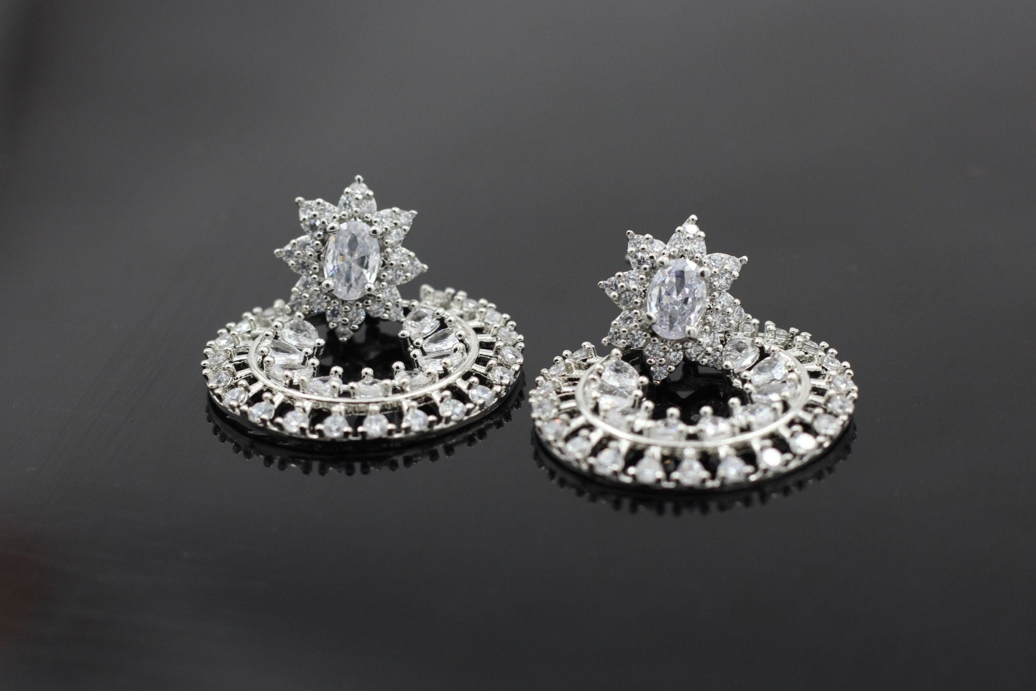 JCSFashions Sterling Silver Polish Designer Earrings with White Gemstones Jewelry JCS Fashions