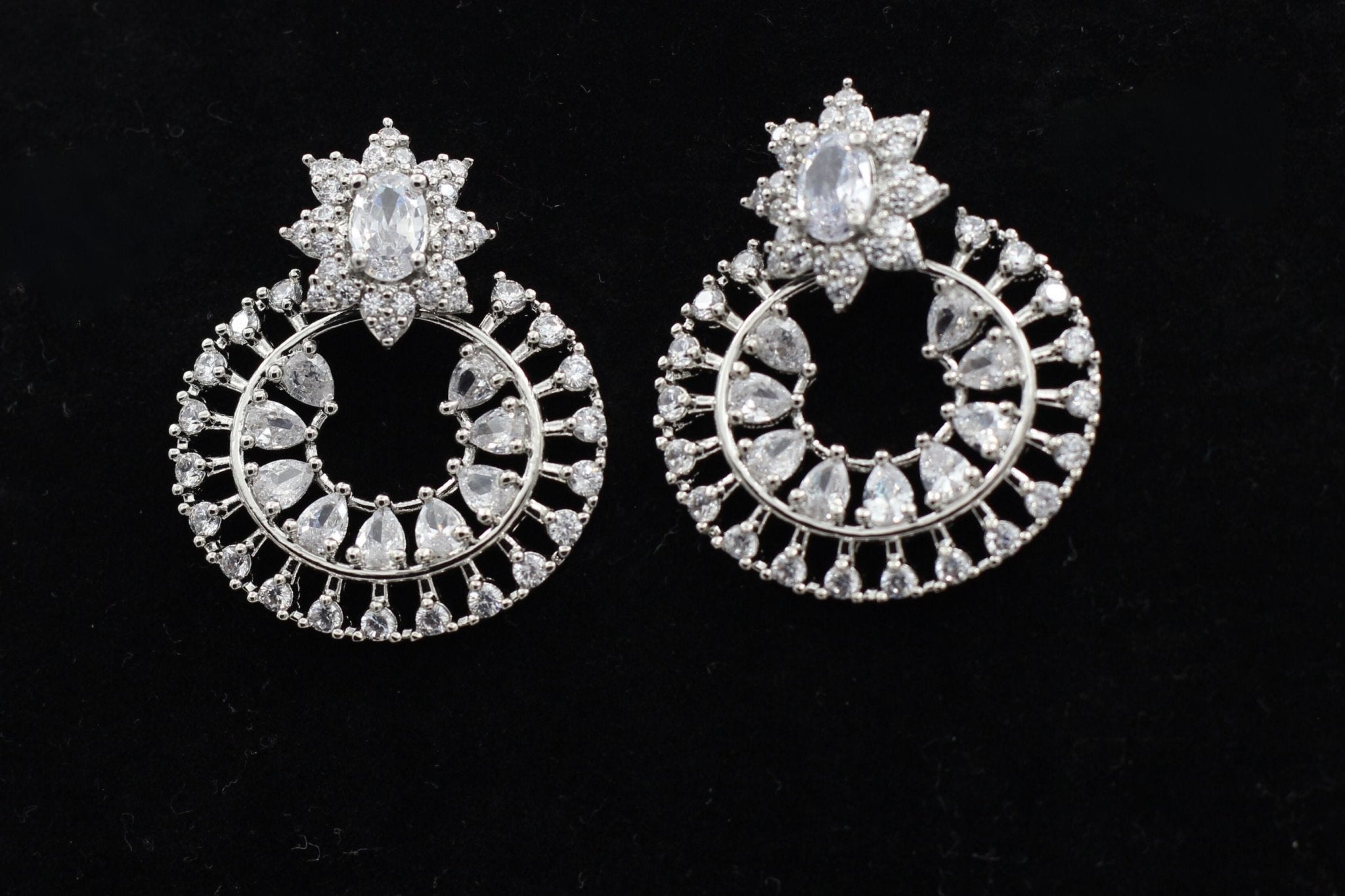 JCSFashions Sterling Silver Polish Designer Earrings with White Gemstones Jewelry JCS Fashions