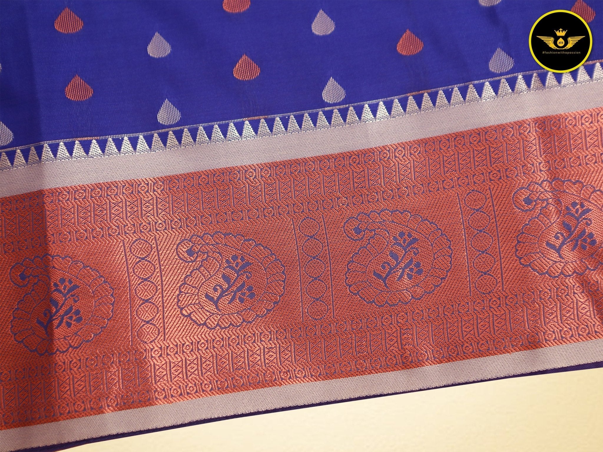 Kanchipuram Handloom Soft Silk Saree with Golden and Silver Zari Saree JCS Fashions