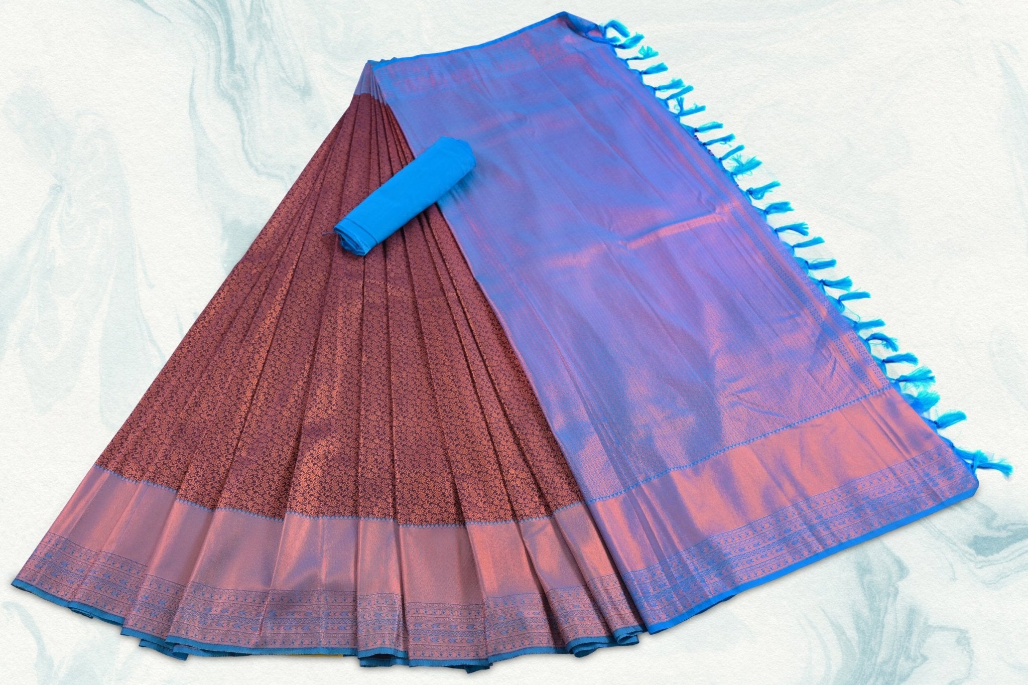 Kanchipuram Pure Silk Saree - Exquisite Handwoven Golden Design Elegance Saree JCS Fashions