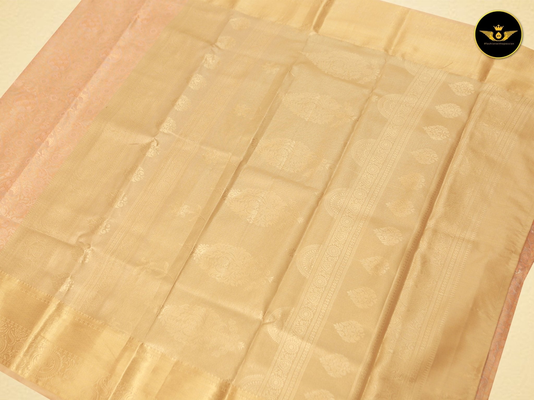 Kanchipuram Semi-Bridal Saree with Dazzling Zari Work throughout SAREE JCS Fashions
