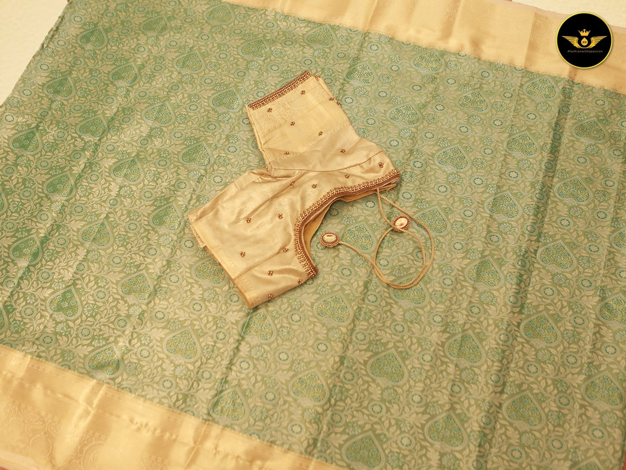 Kanchipuram Semi Bridal Saree With Rich Pallu And Blouse SAREE JCS Fashions Green 5.5 meters