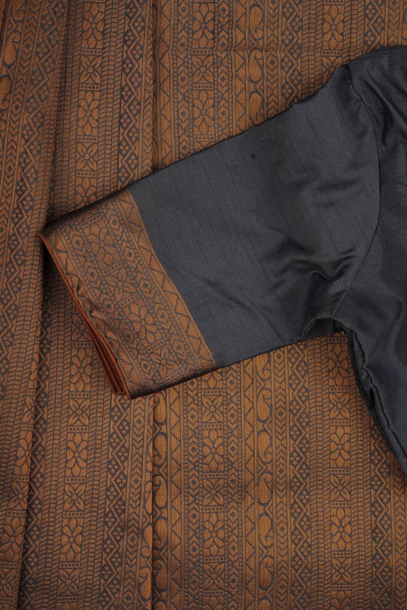 Kanchipuram Semi-Silk Saree with Rising Border & Stitched Blouse Saree JCS Fashions