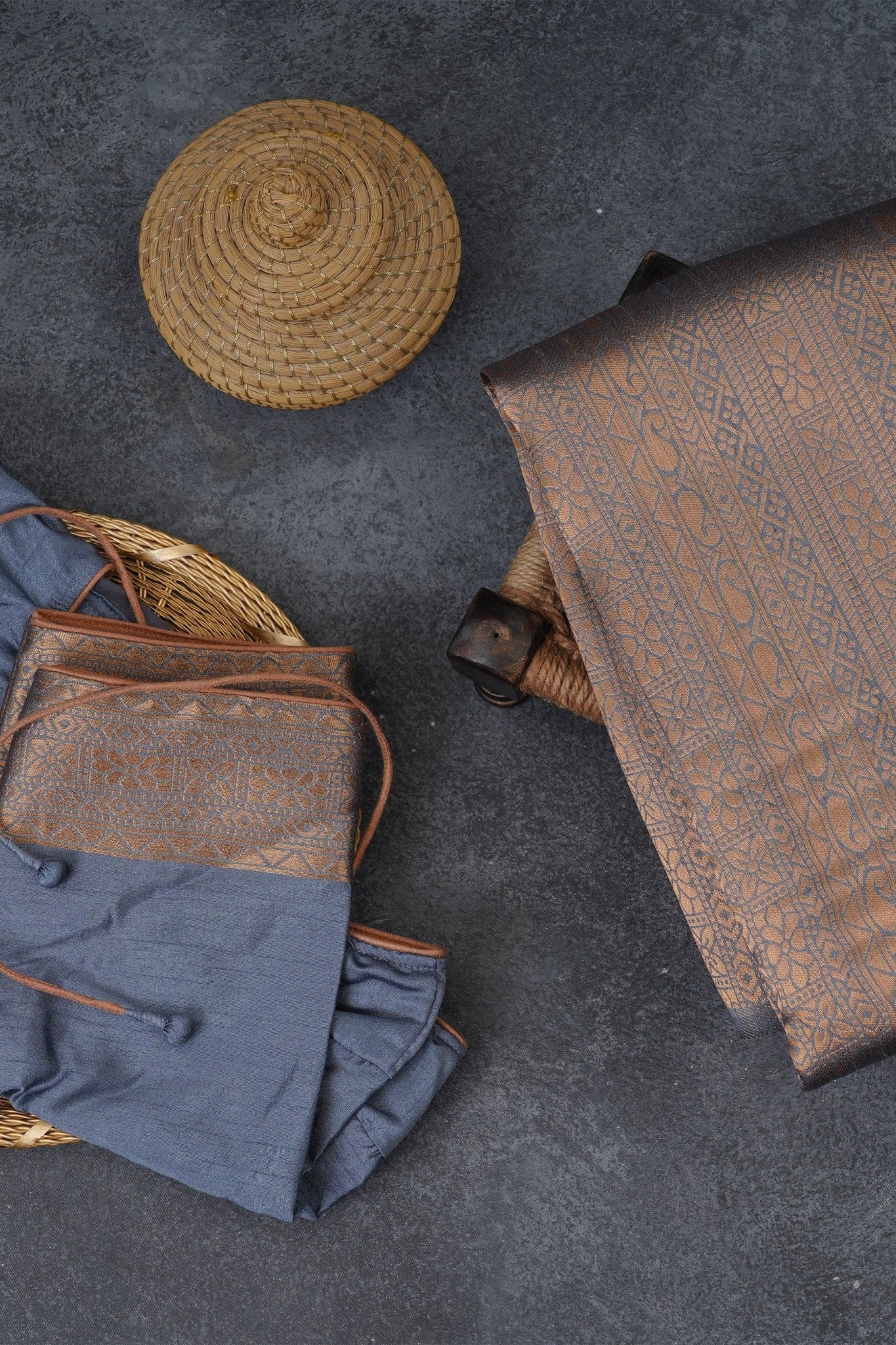 Kanchipuram Semi-Silk Saree with Rising Border & Stitched Blouse Saree JCS Fashions