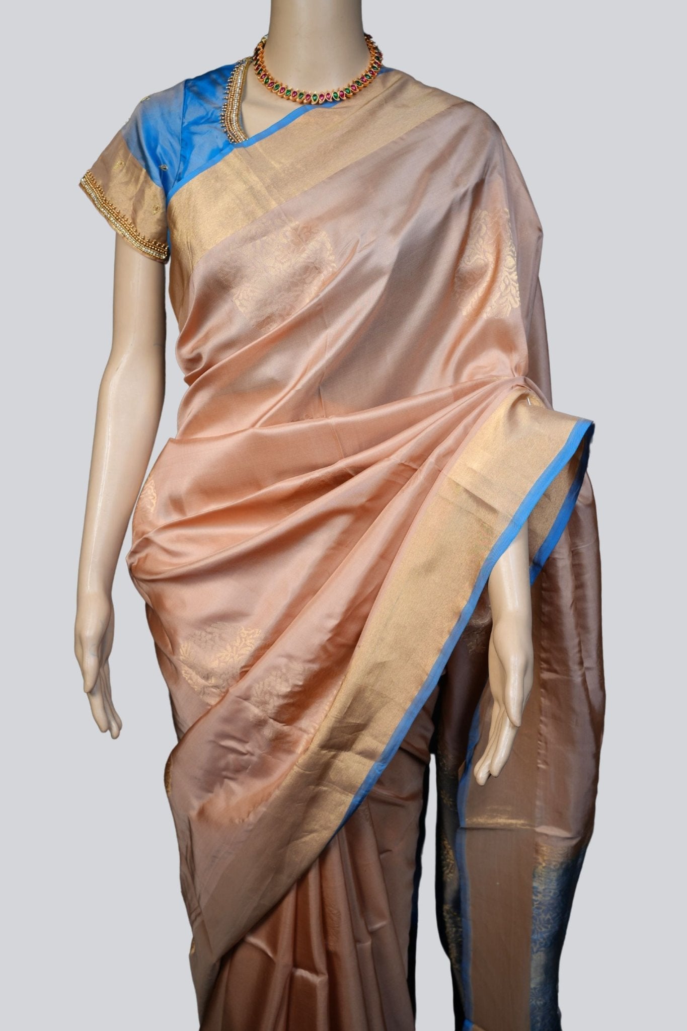 Kanjivaram Silk Set: Silver and Gold Zari Sarees with Butta Concept SAREE JCS Fashions