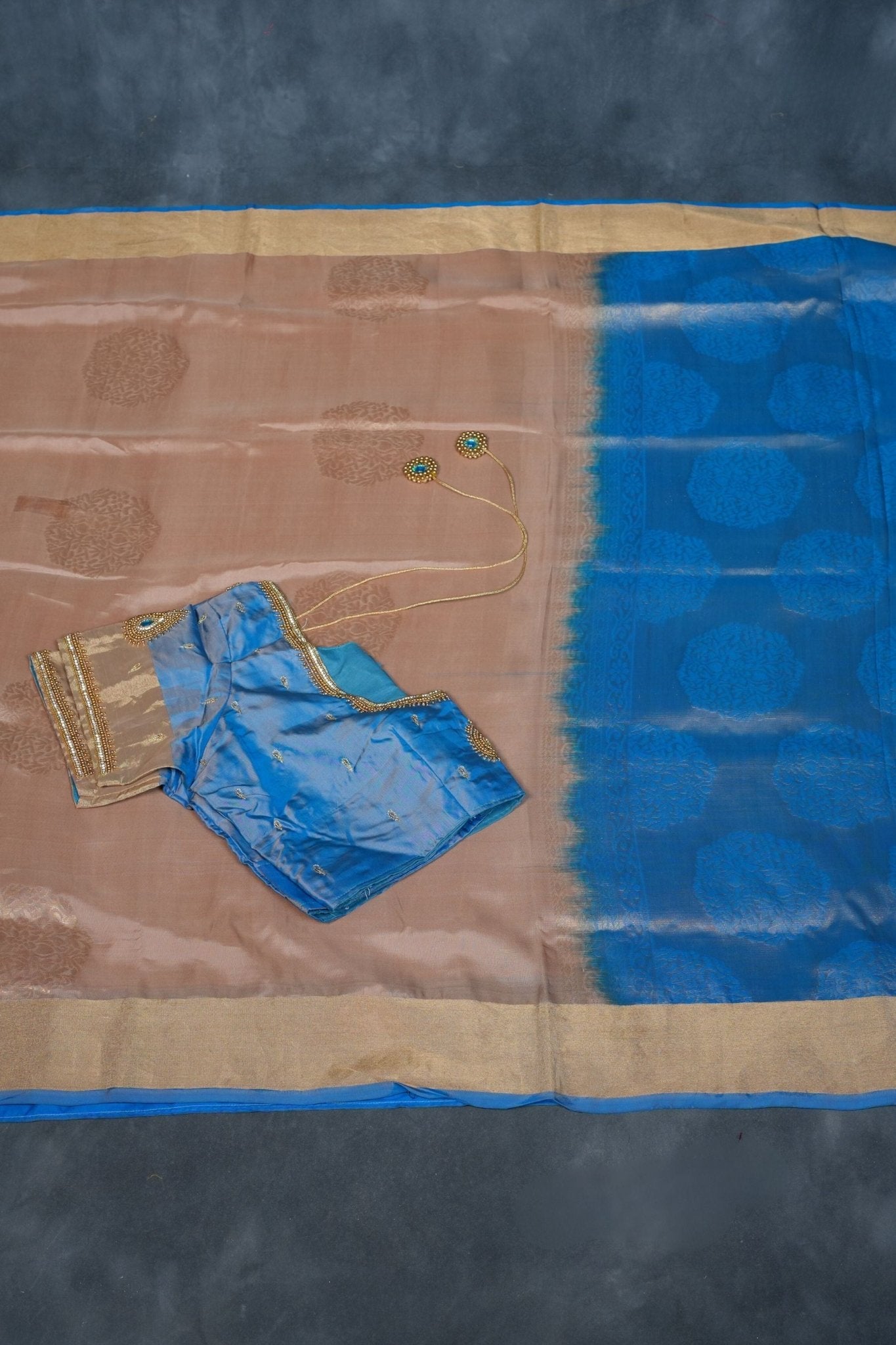 Kanjivaram Silk Set: Silver and Gold Zari Sarees with Butta Concept SAREE JCS Fashions
