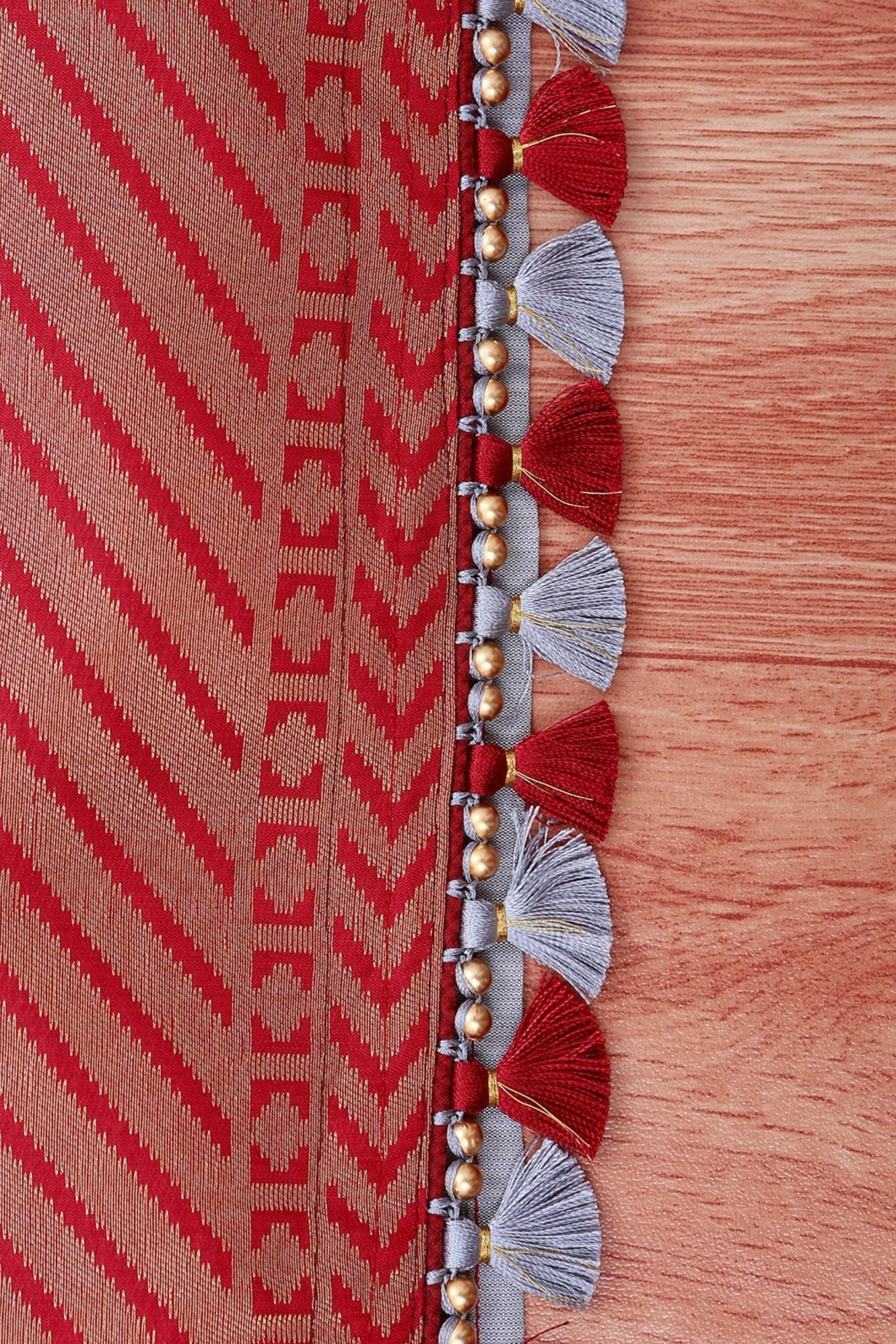 Korvai Buttis Semi Silk Saree - Designer Tassels & Maggam Work Blouse SAREE JCS Fashions