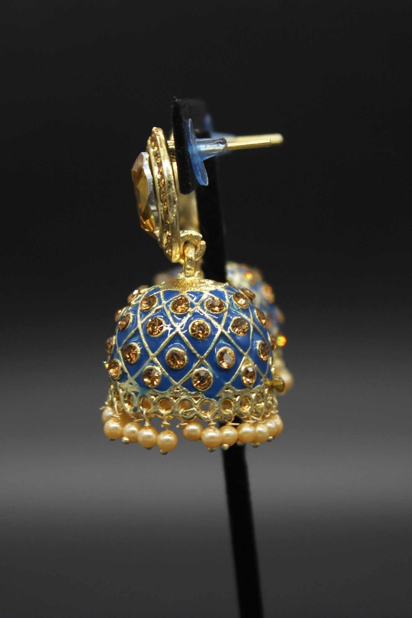 Kundan Jhumka Earrings With stones. Multiple Colors Available Jewelry JCS Fashions